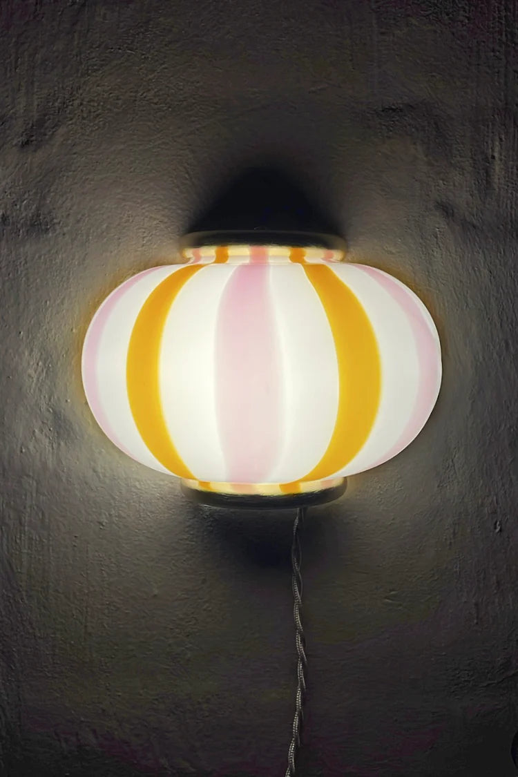 Murano Swirl wall lamp - Pink / Yellow stripes