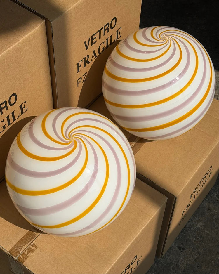 Murano Candy Tablelamp -  Yellow/Soft Pink Swirl