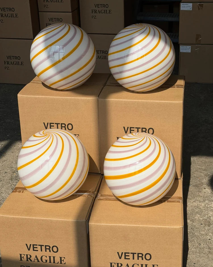 Murano Candy Tablelamp -  Yellow/Soft Pink Swirl