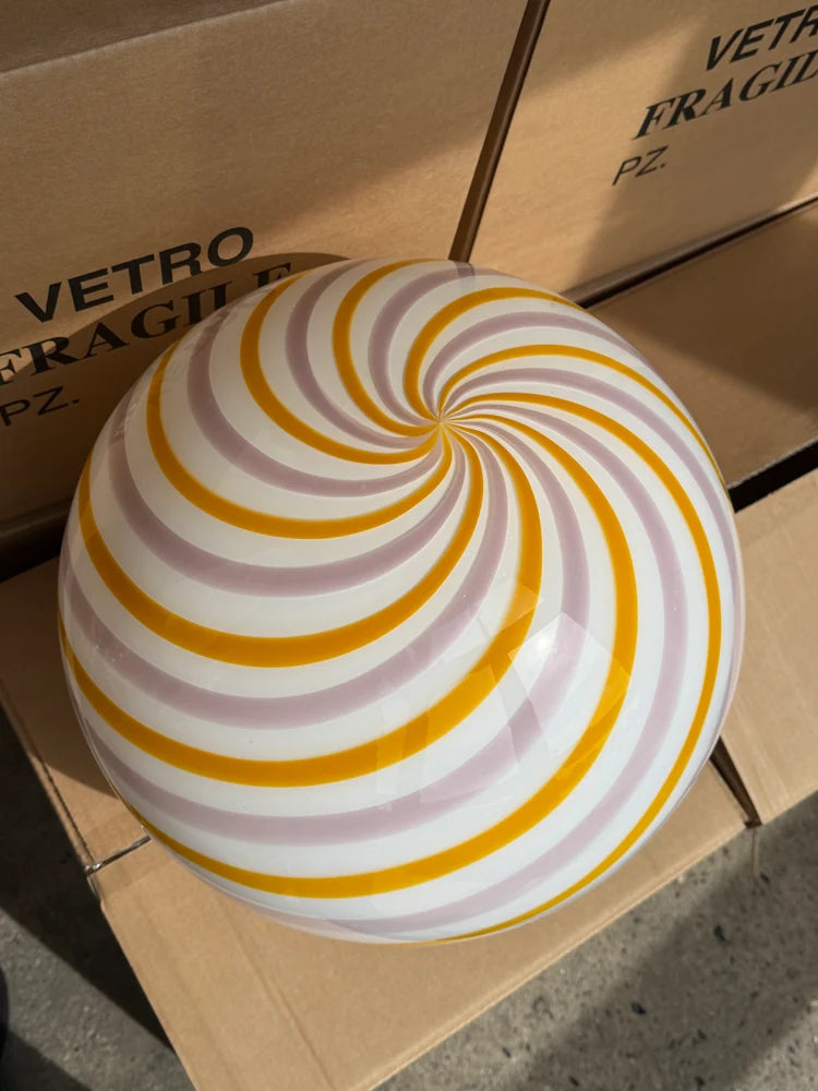 Murano Candy Tablelamp -  Yellow/Soft Pink Swirl
