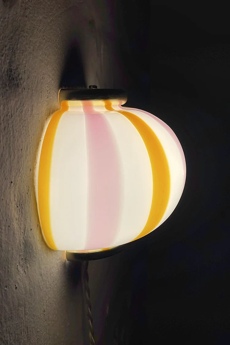 Murano Swirl wall lamp - Pink / Yellow stripes