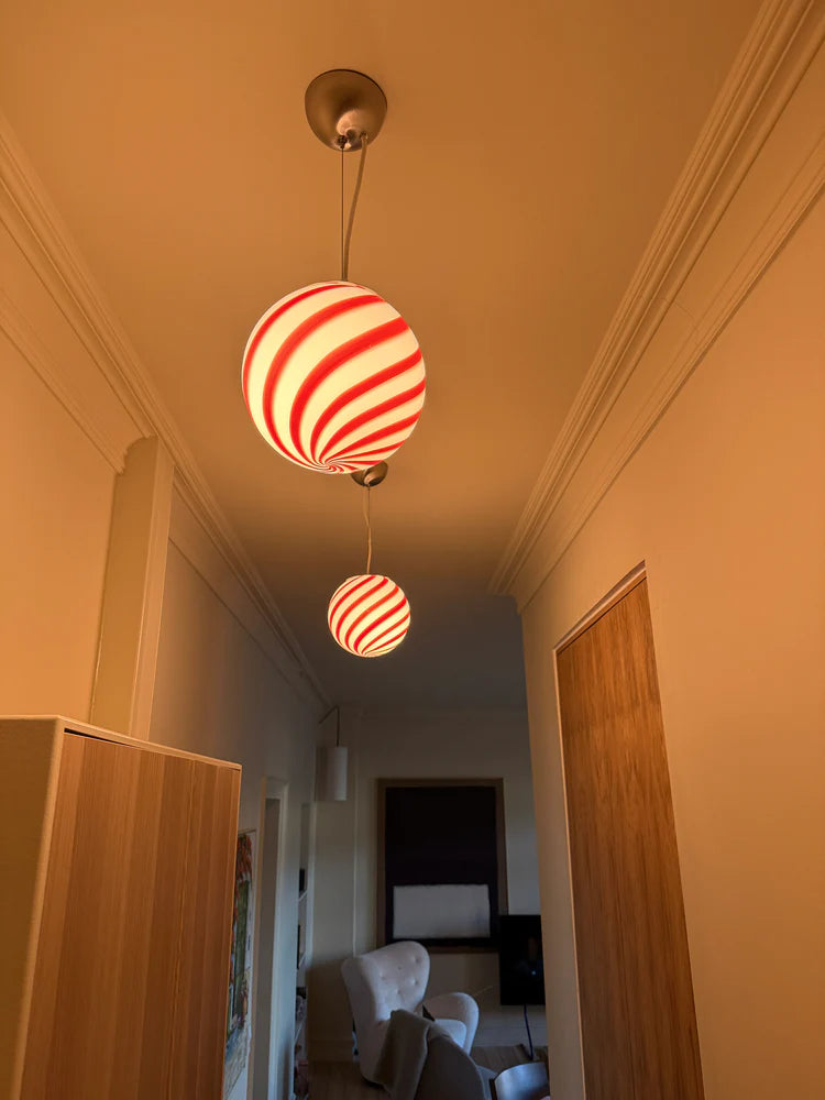 Murano Swirl pendant lamp - Burgundy / White