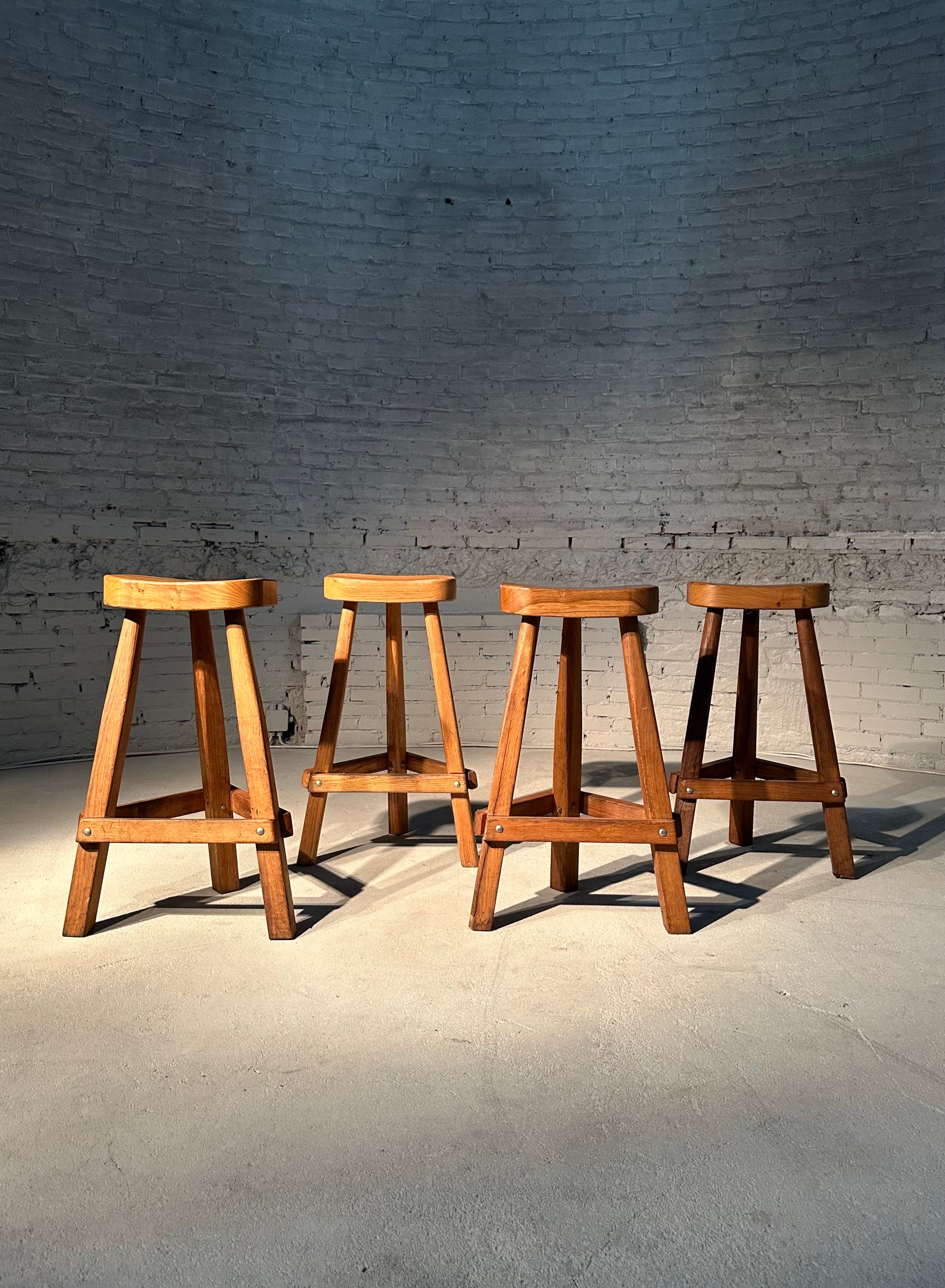 Pinewood Brutalist Bar Stools