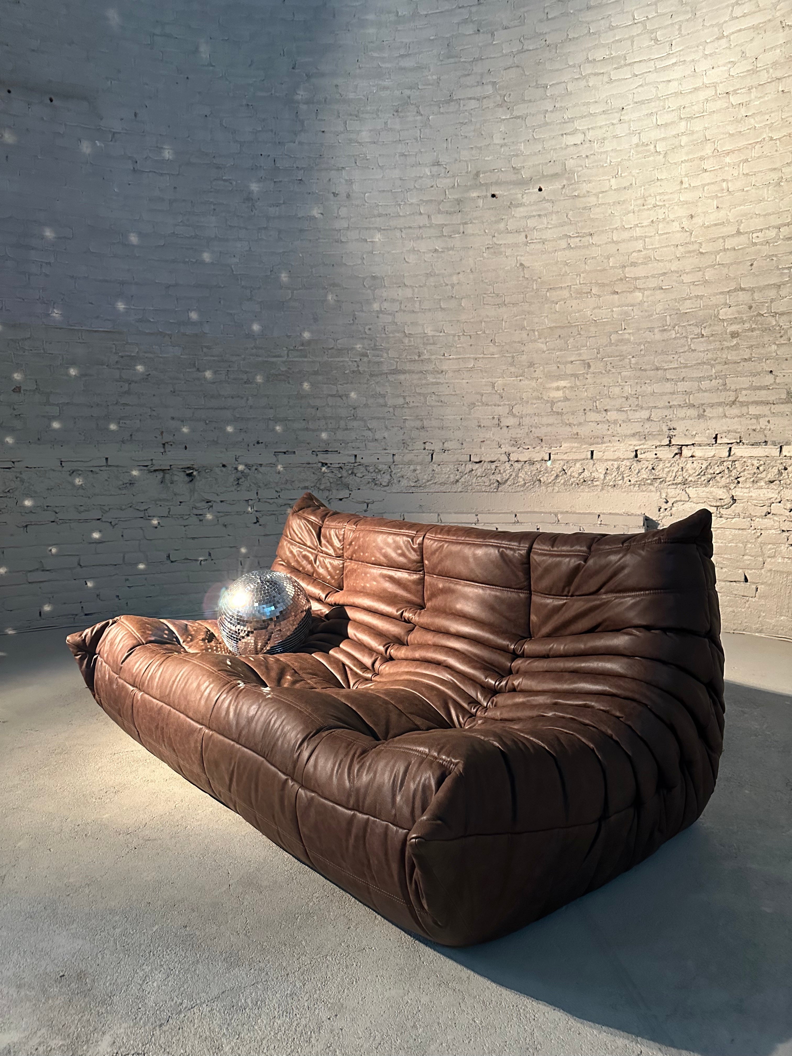 Togo 3-seater by Michel Ducaroy for Ligne Roset choco.