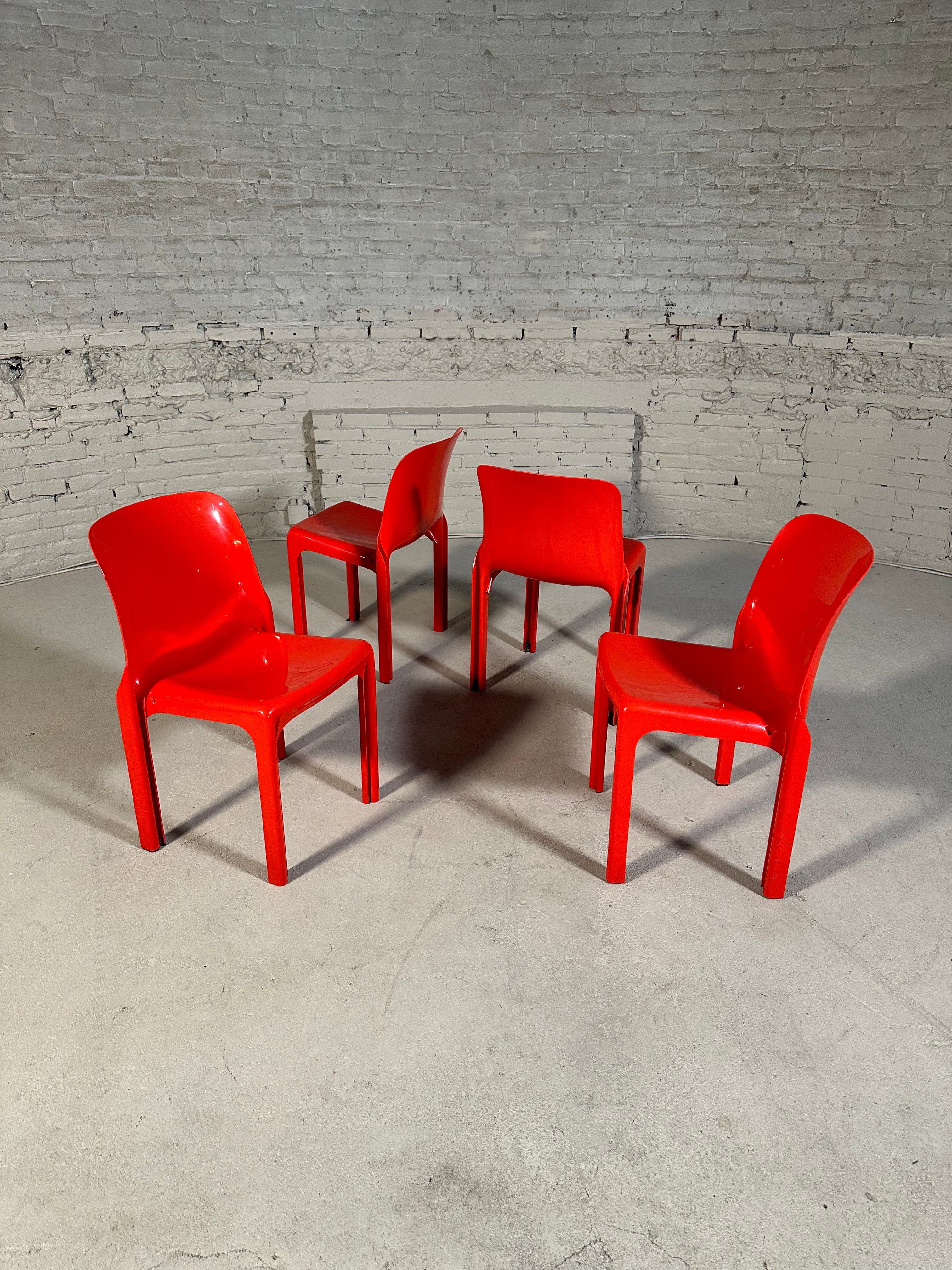 Set of Four Selene Chairs by Vico Magistretti for Artemide