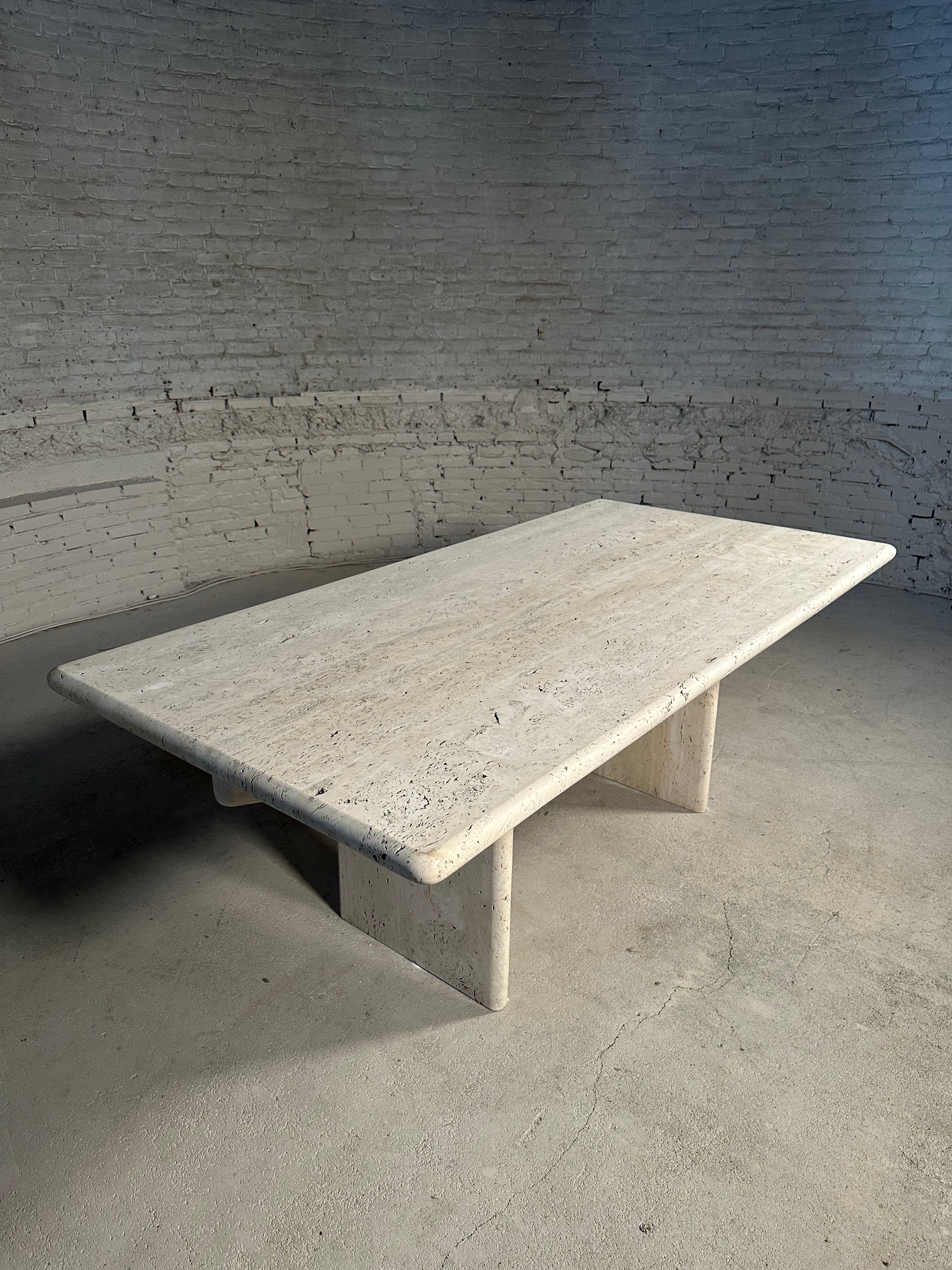 Architectural Travertine Dining Table