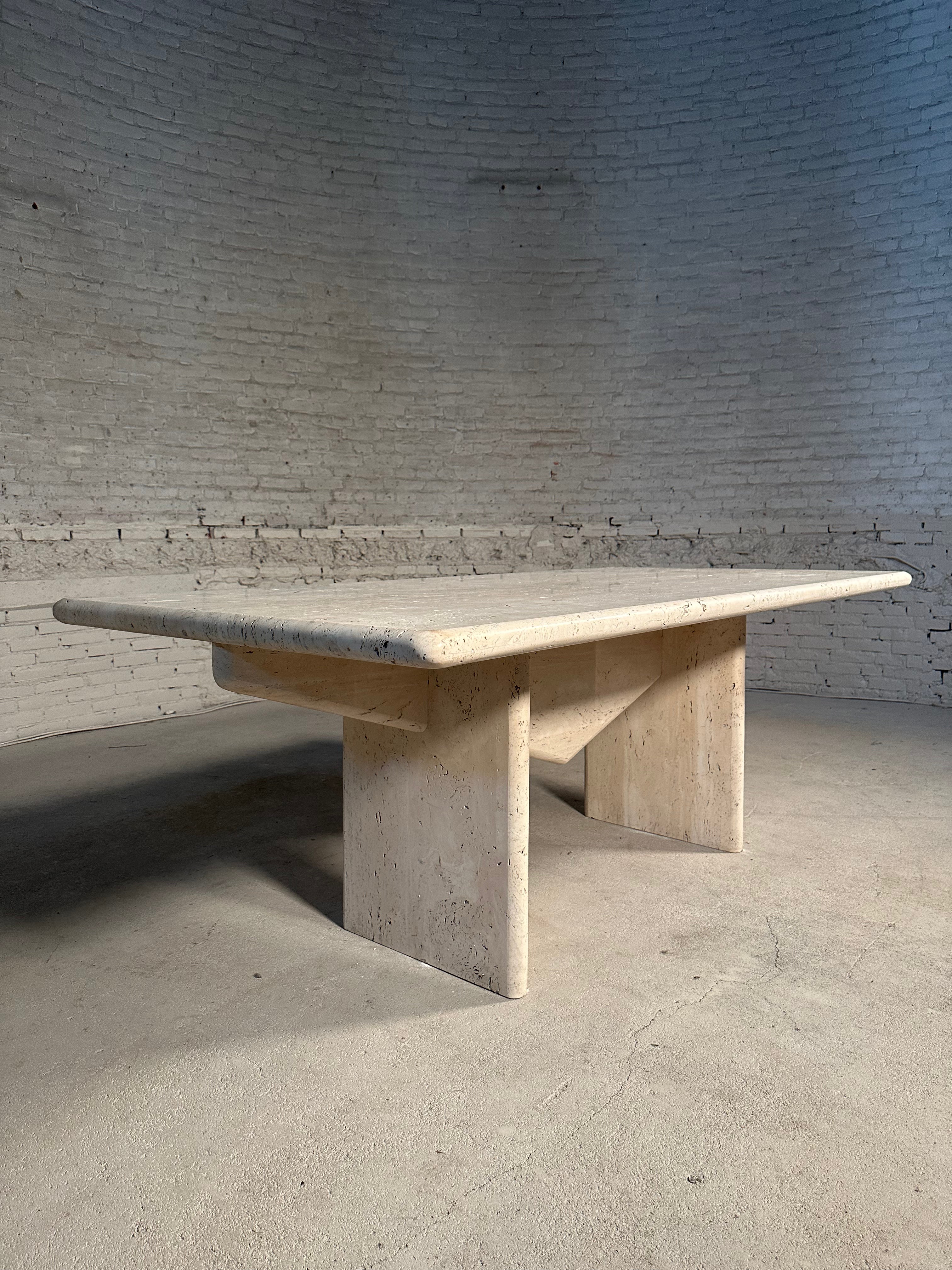 Architectural Travertine Dining Table