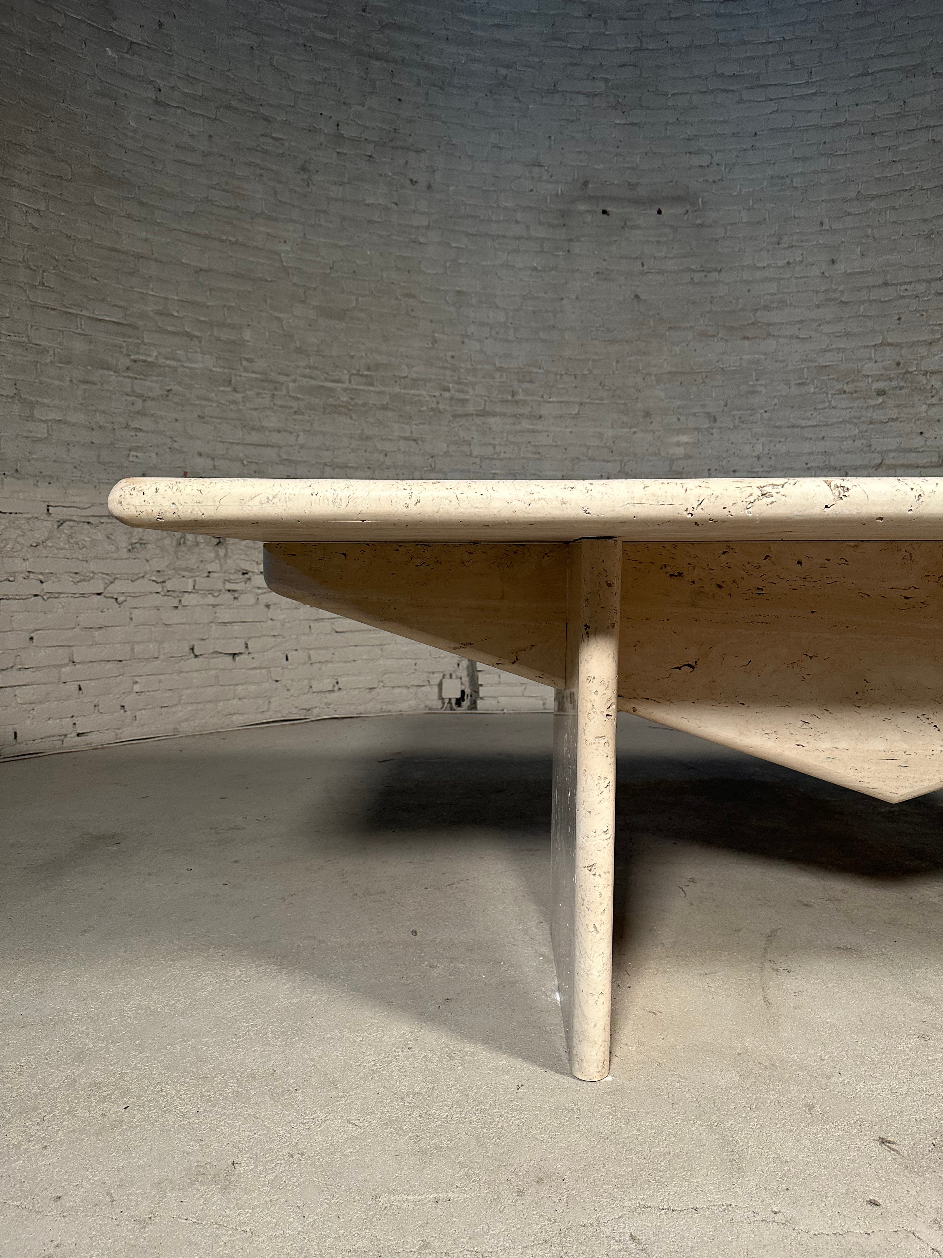 Architectural Travertine Dining Table