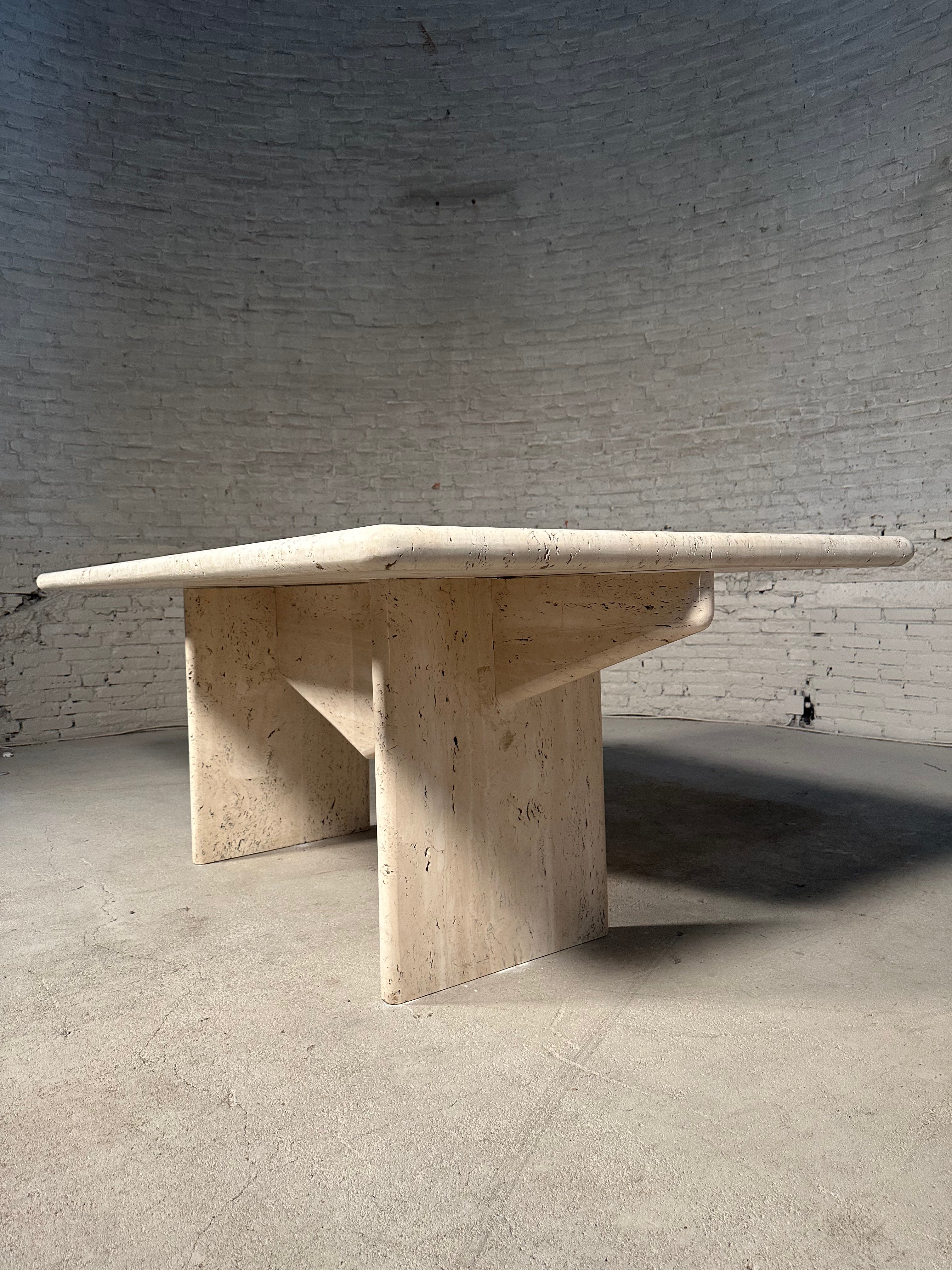 Architectural Travertine Dining Table