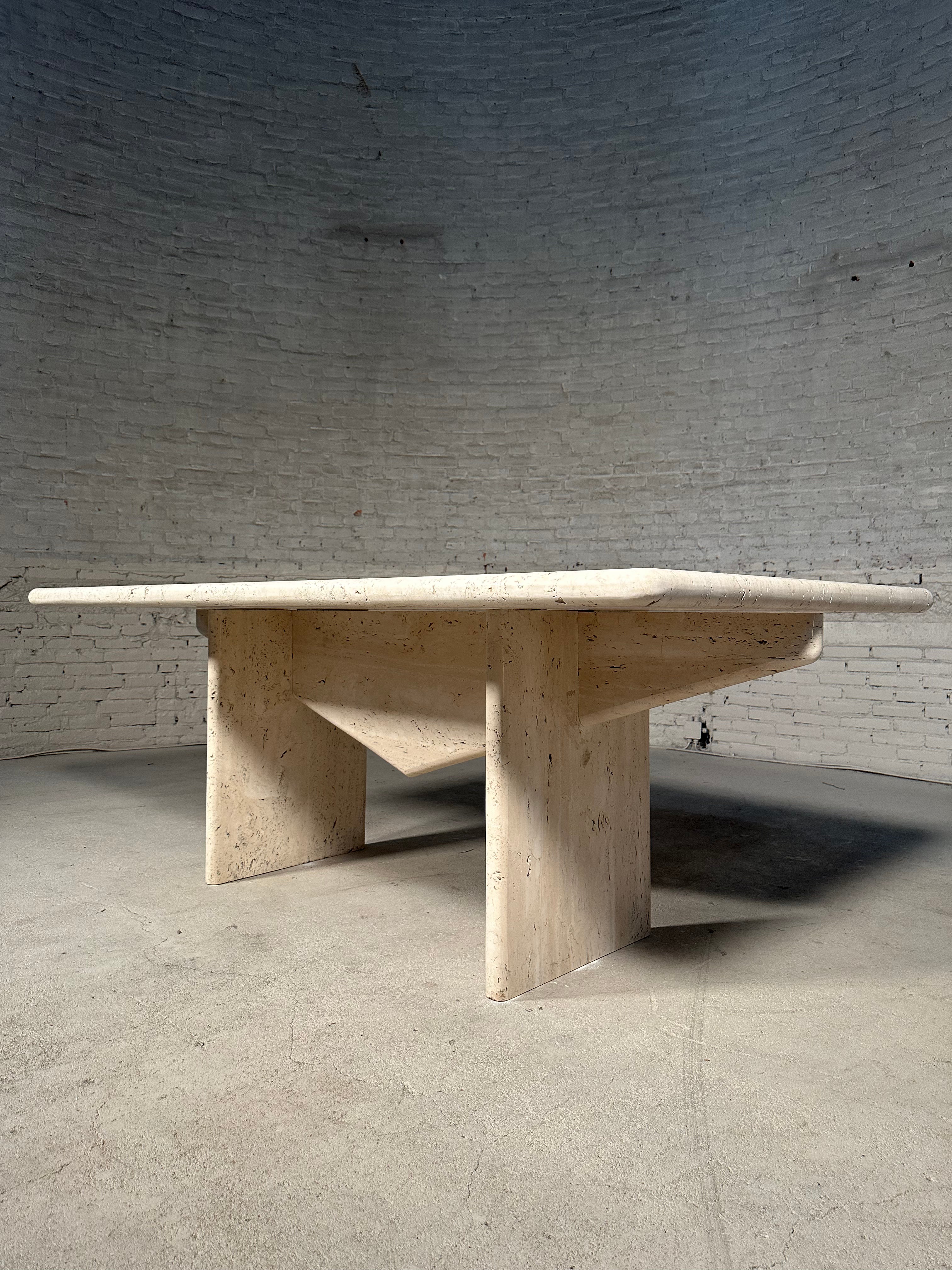 Architectural Travertine Dining Table