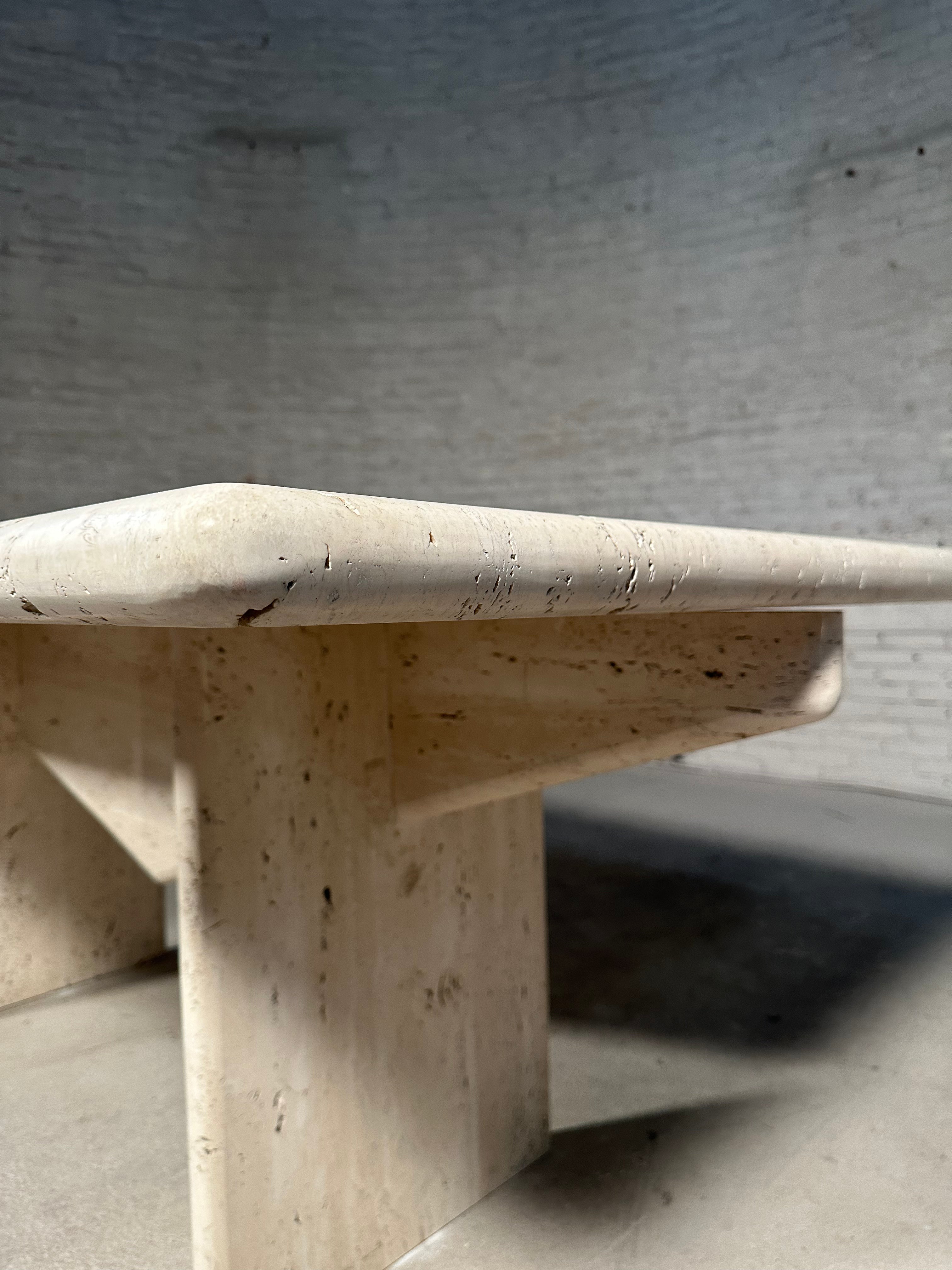 Architectural Travertine Dining Table