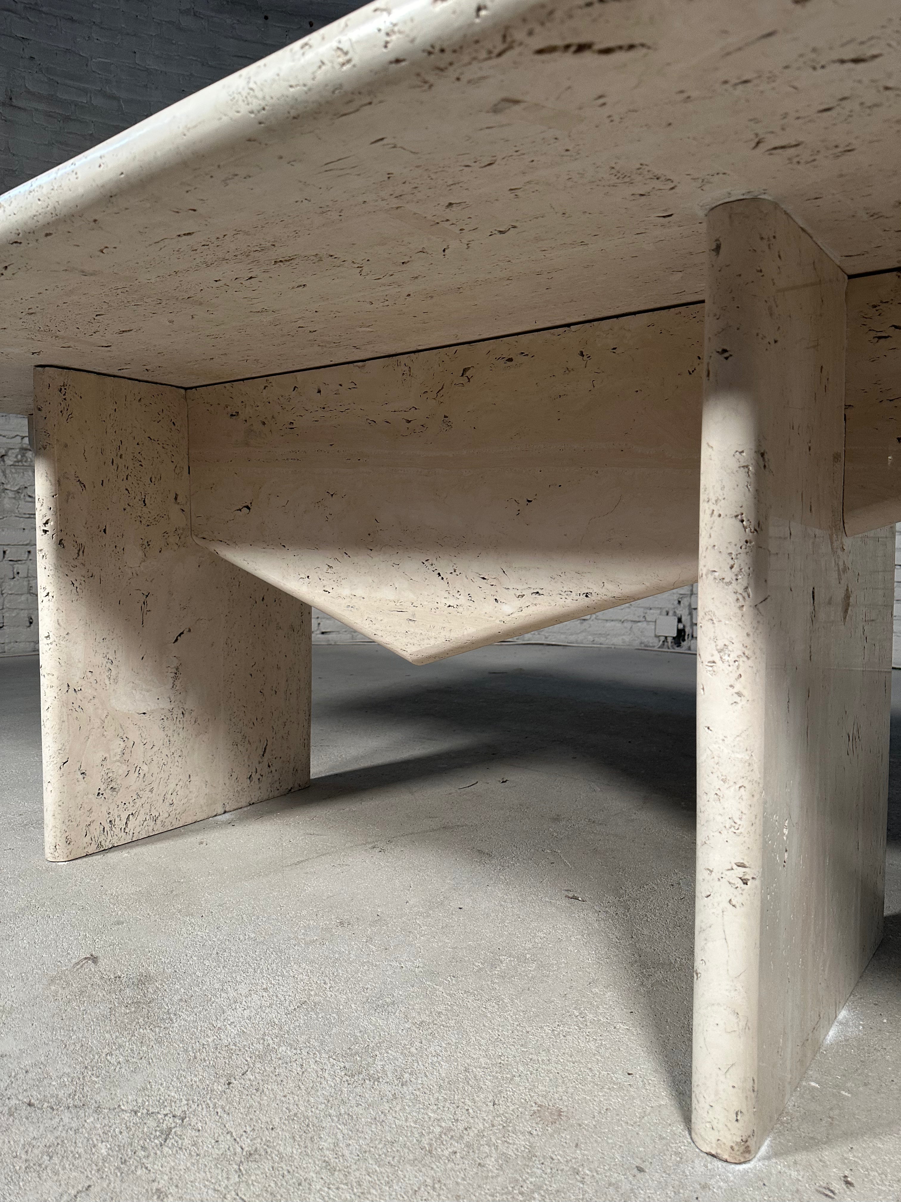 Architectural Travertine Dining Table