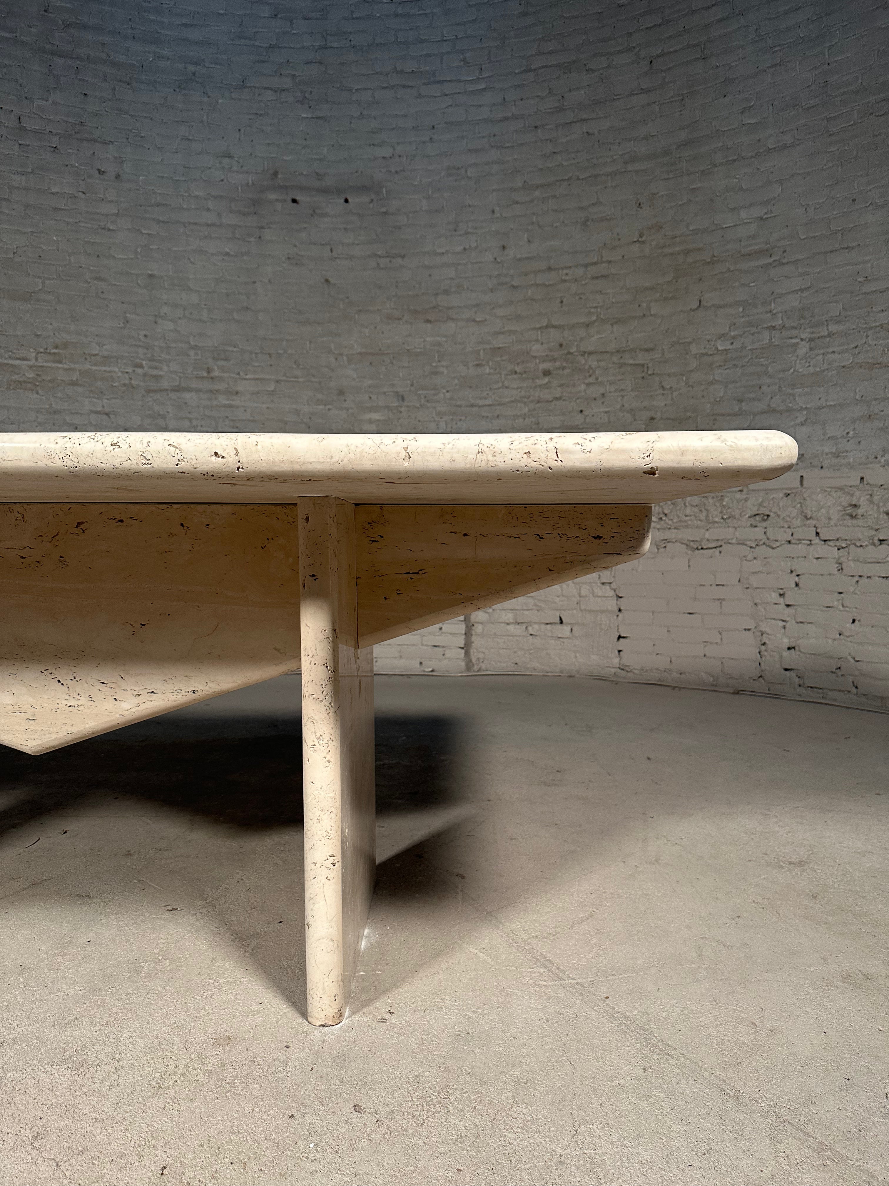Architectural Travertine Dining Table