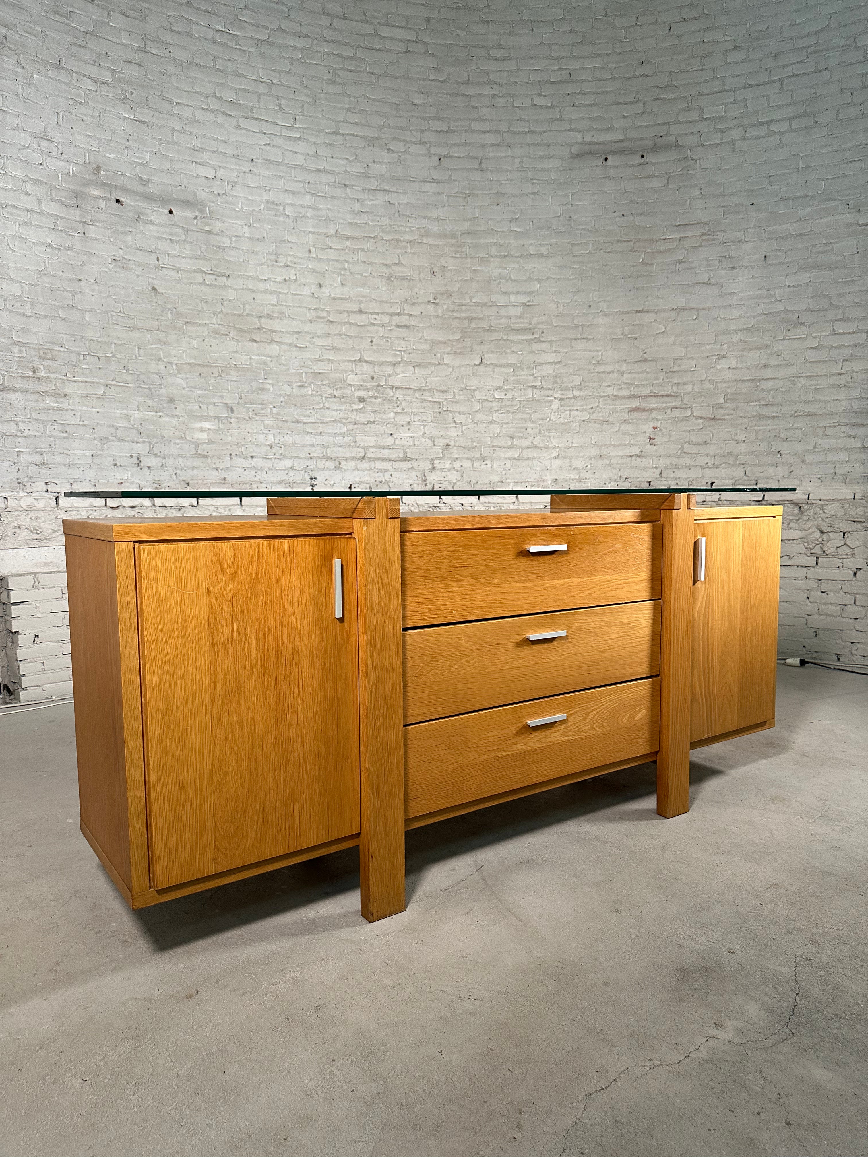 French Brutalist Oak Cabinet