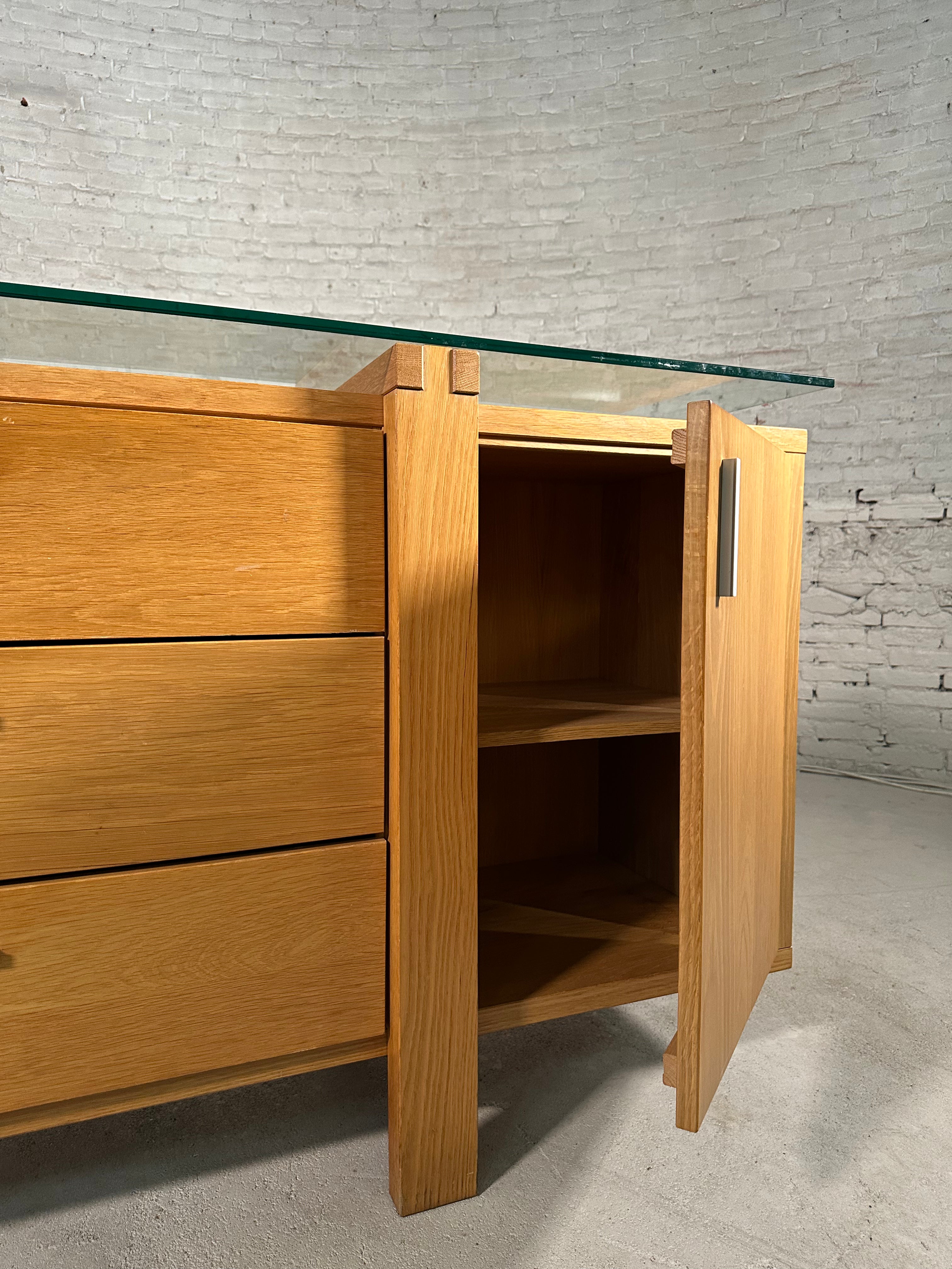 French Brutalist Oak Cabinet