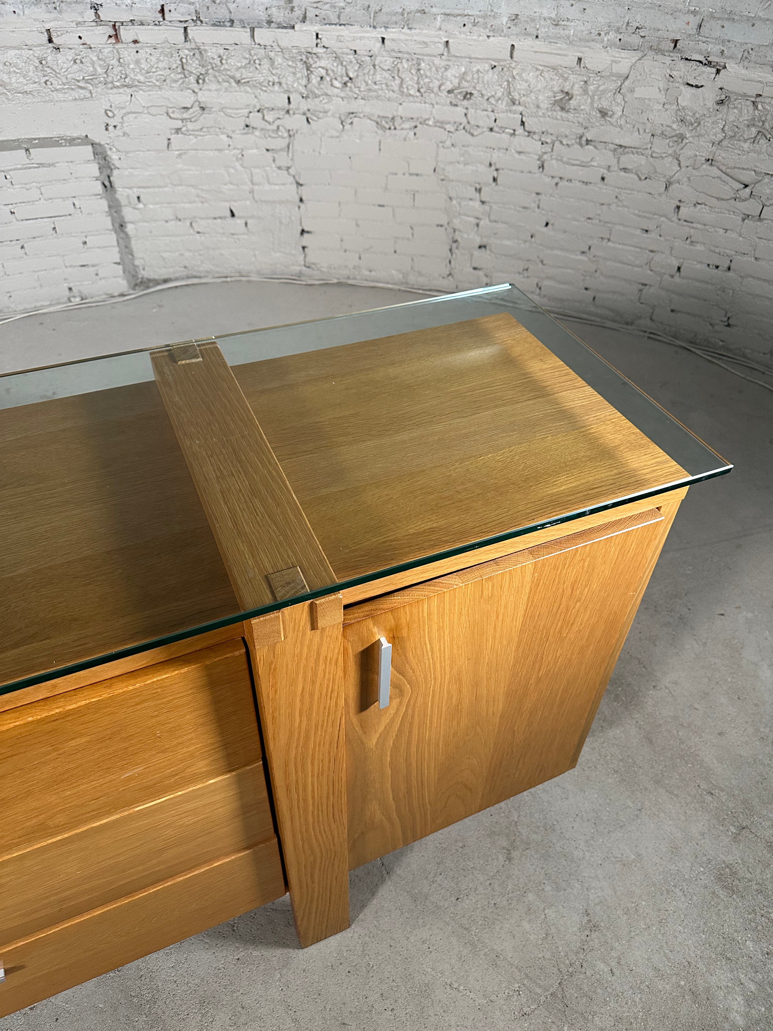 French Brutalist Oak Cabinet