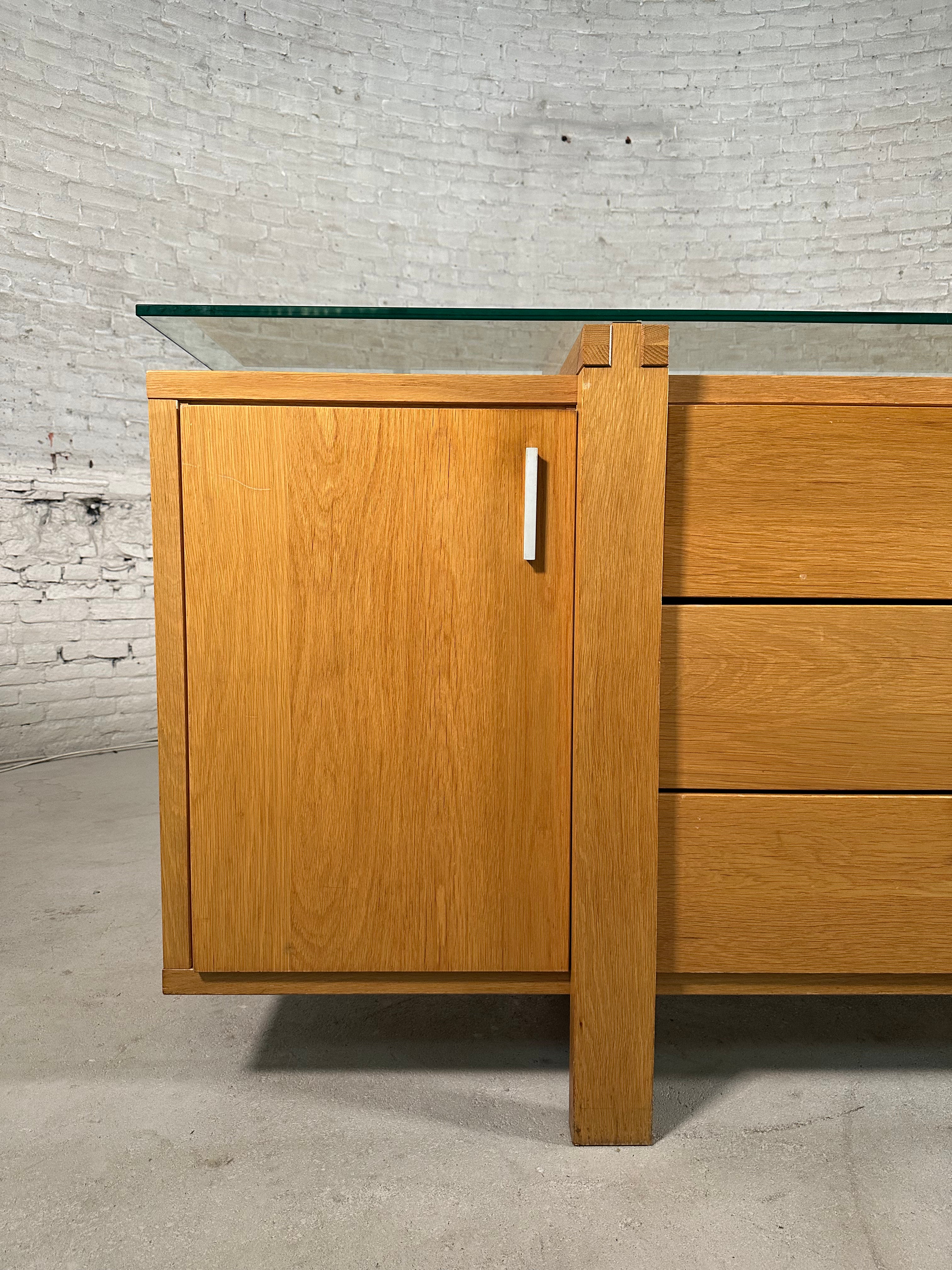French Brutalist Oak Cabinet