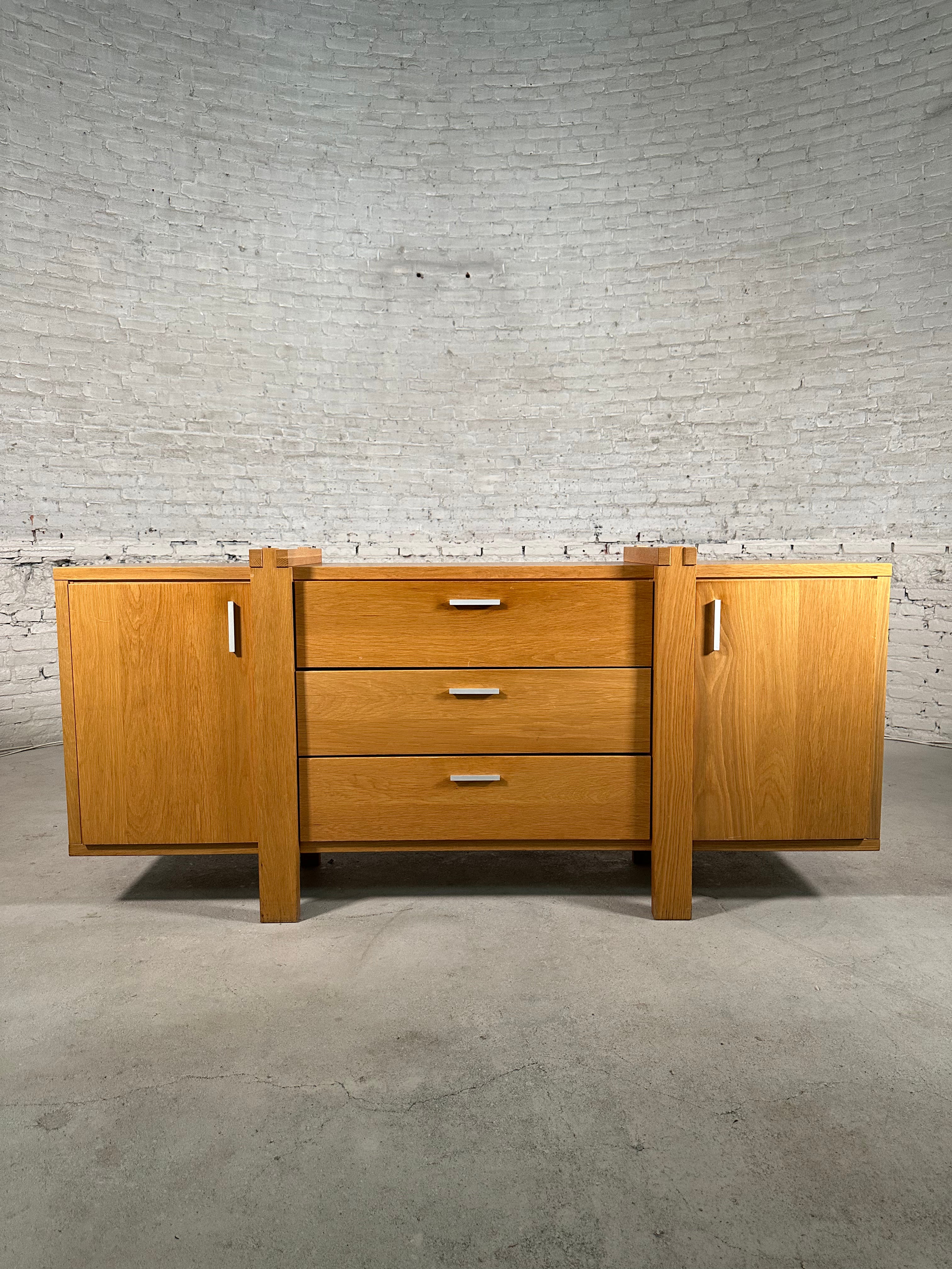 French Brutalist Oak Cabinet
