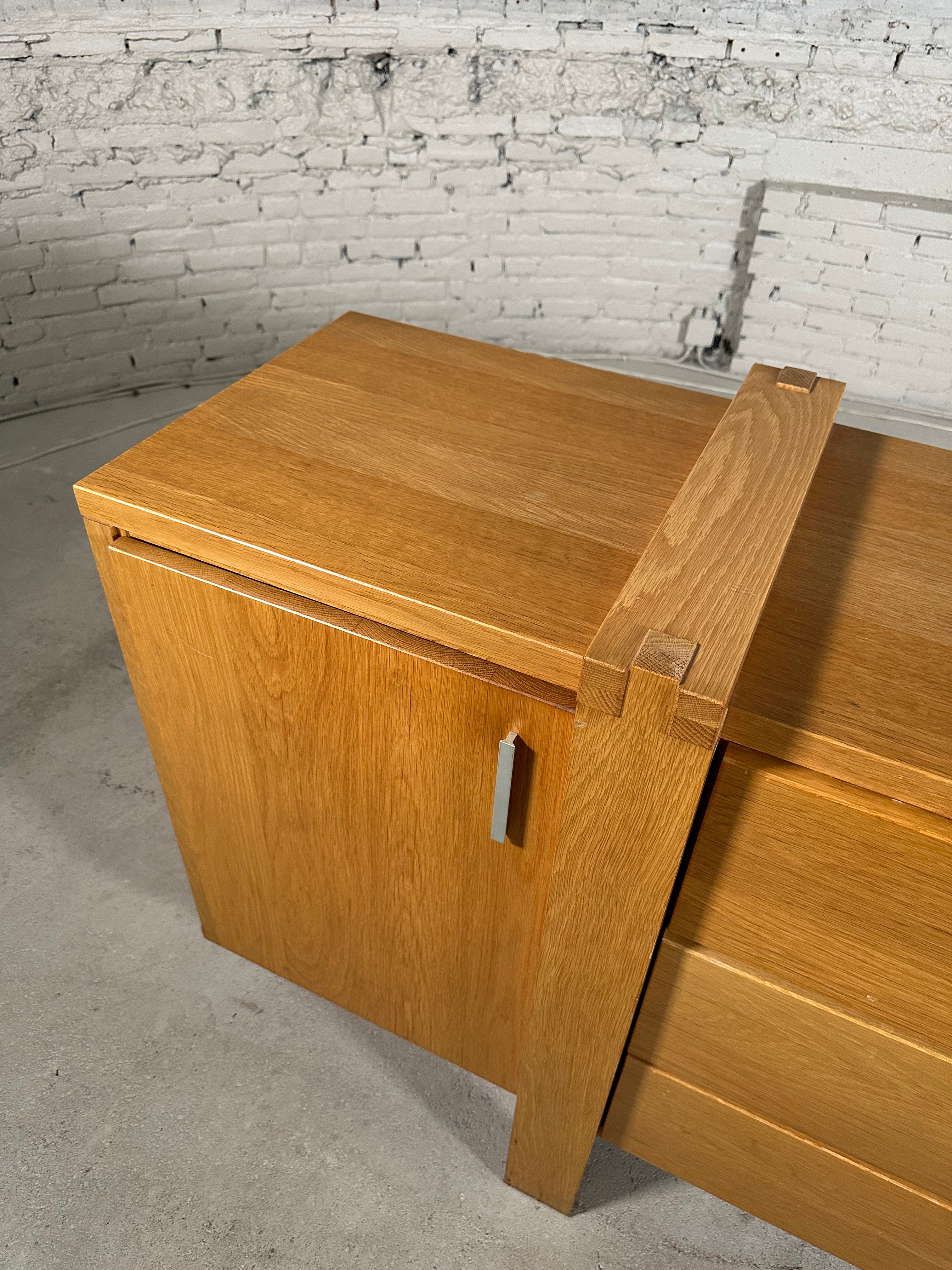 French Brutalist Oak Cabinet