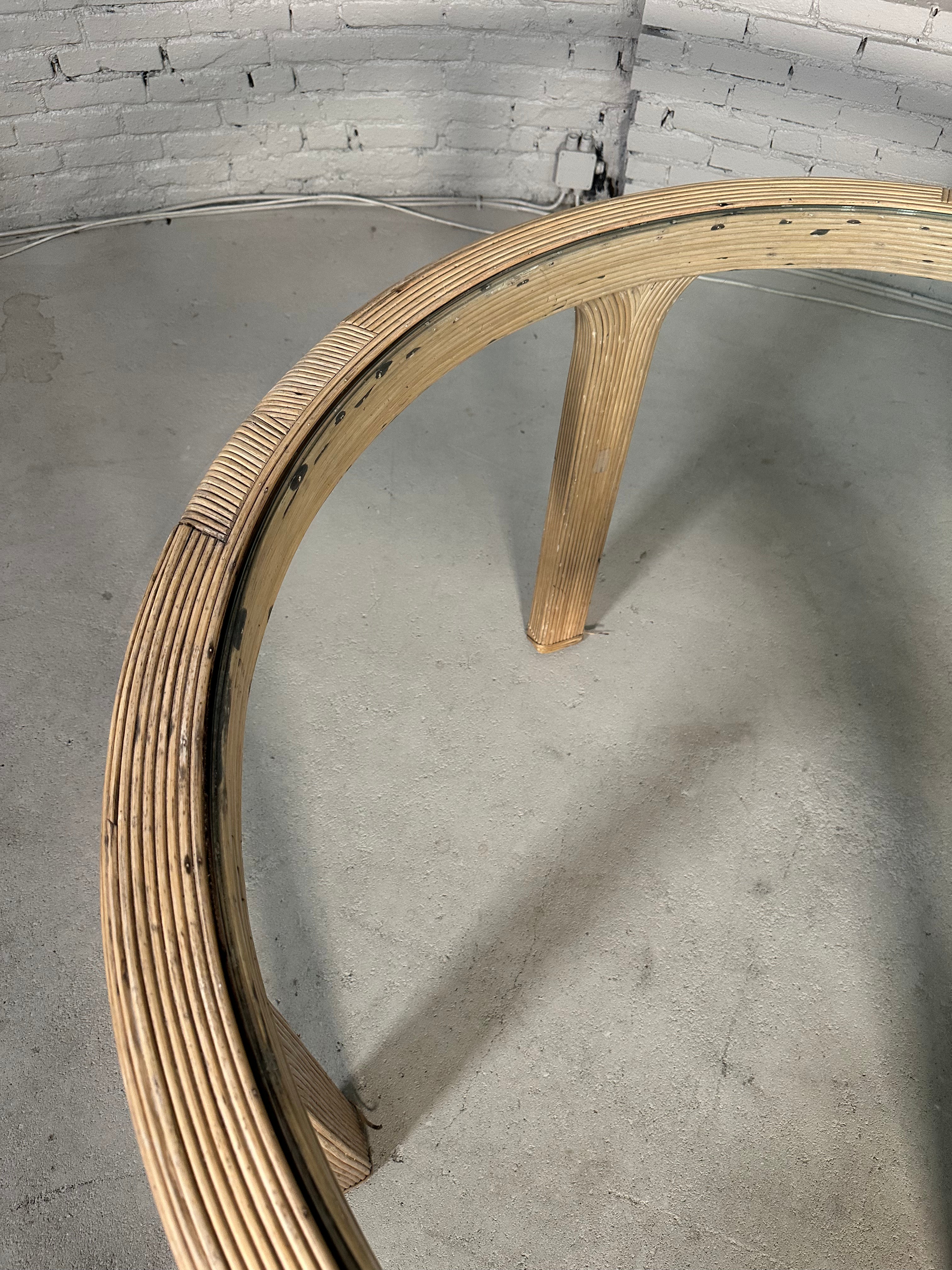 Rattan Round Dining Table with Glass Table Top