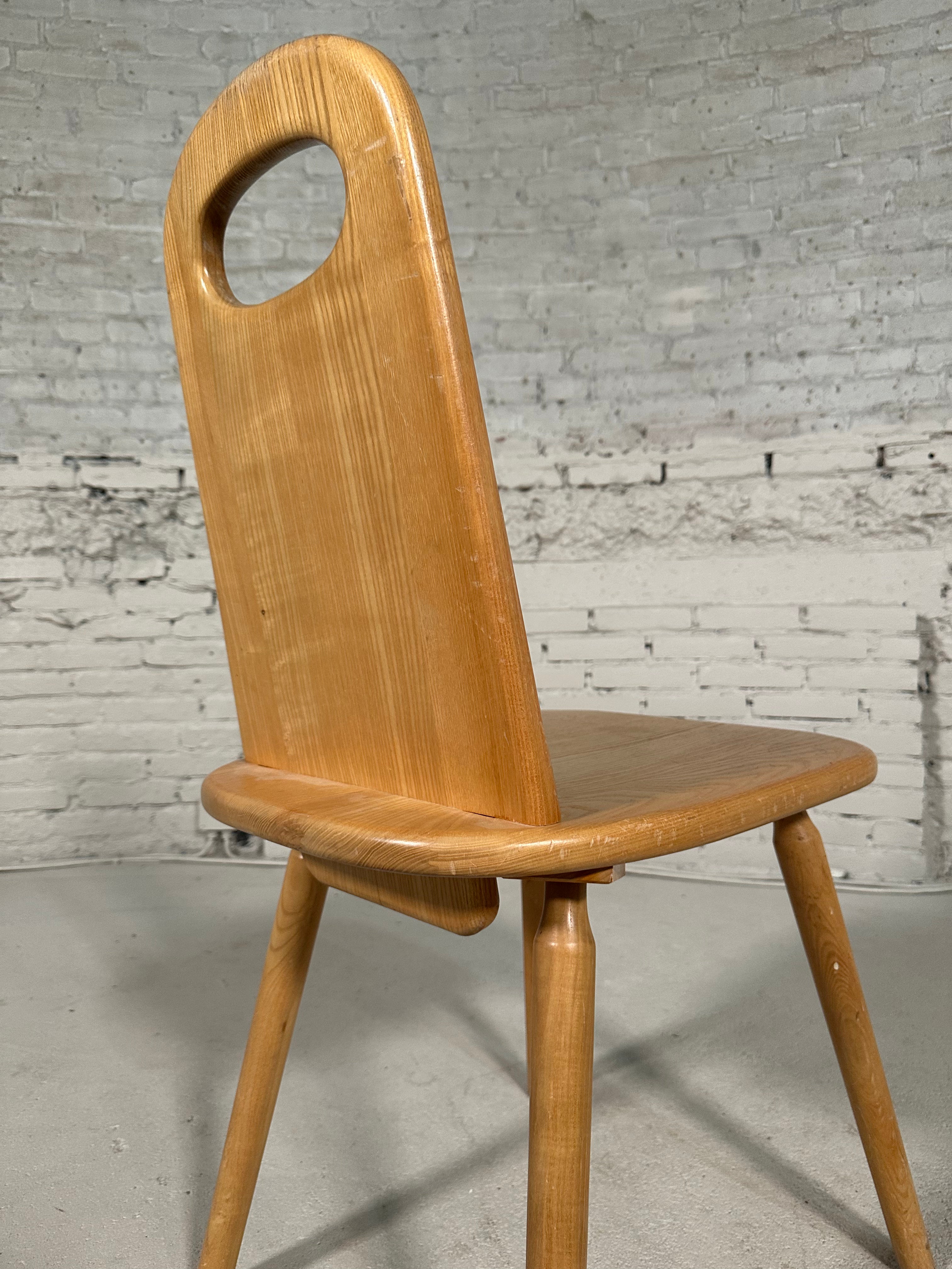 Four Solid Pine Dining Chairs