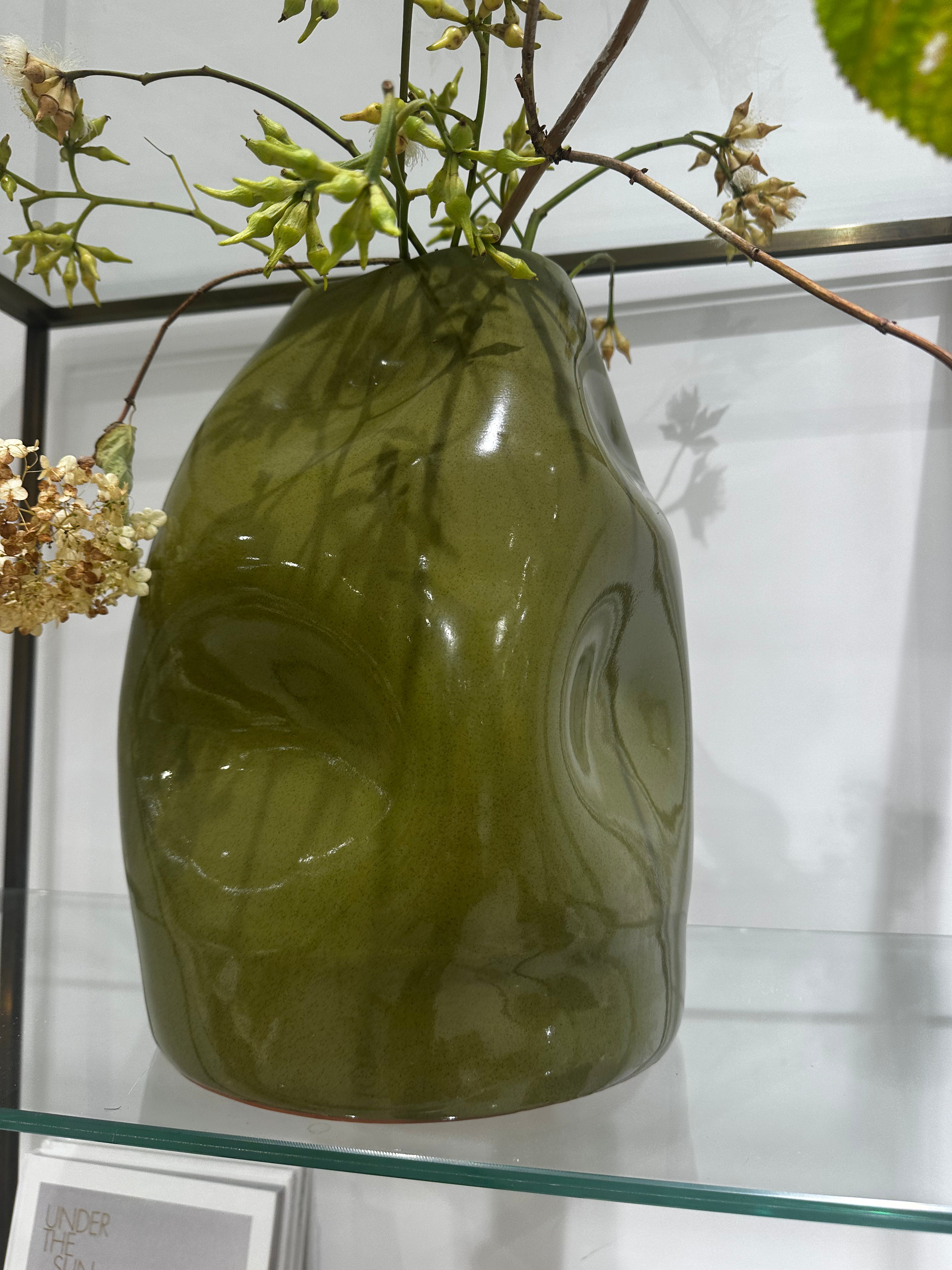 ceramic bulb vase green