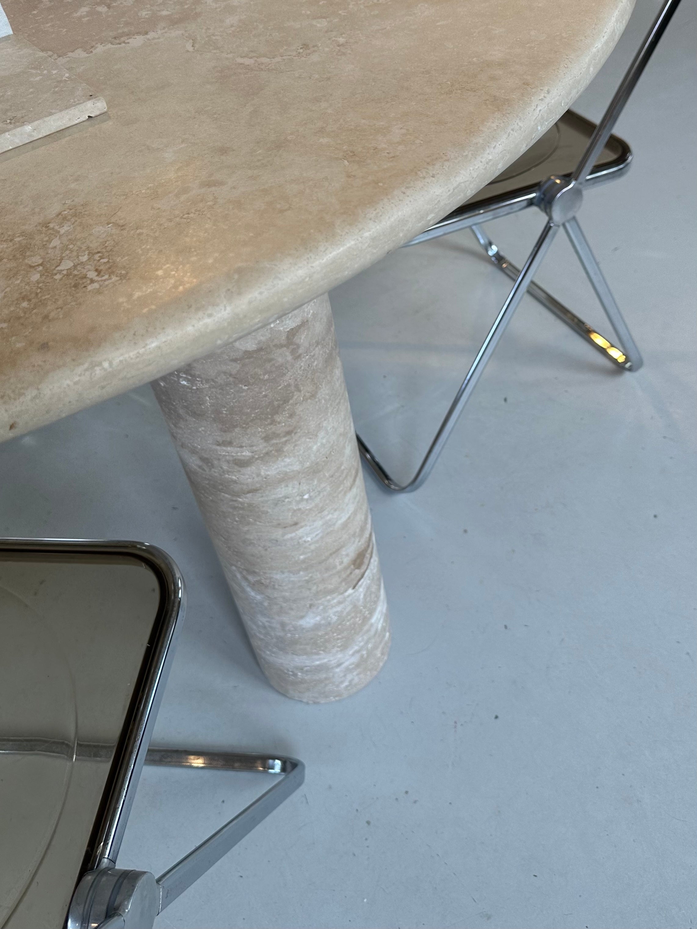 Italian Round Travertine Dining Table