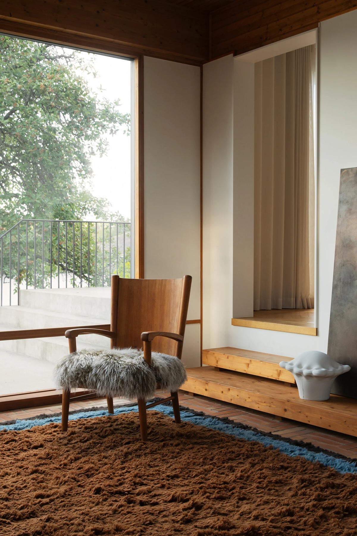 Shaggy Edge  Wool Rug - Amber
