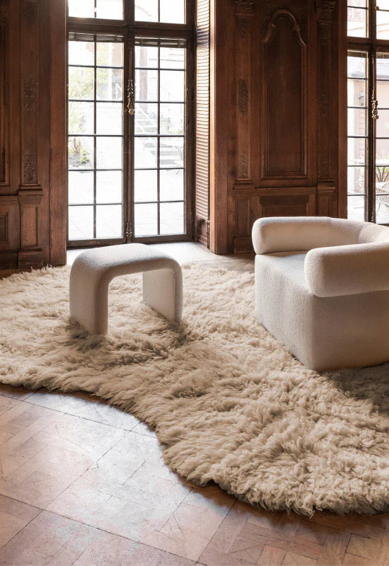 Shaggy residue wool rug - oatmeal / LAYERED