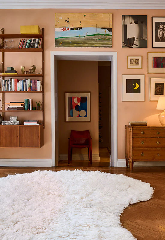 Shaggy residue wool rug - bone white / LAYERED