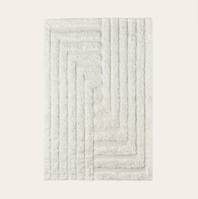 Shaggy Labyrinth White Rug