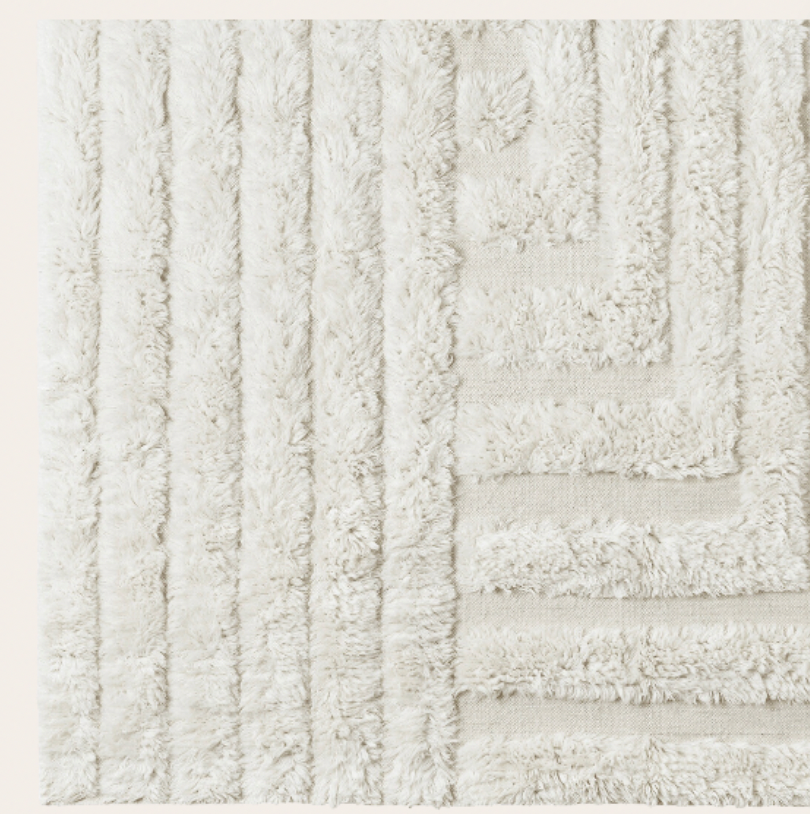 Shaggy Labyrinth White Rug