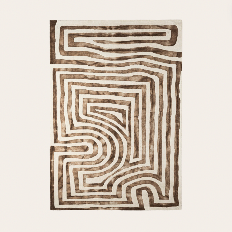 Dip Dye Labyrinth Rug Beige