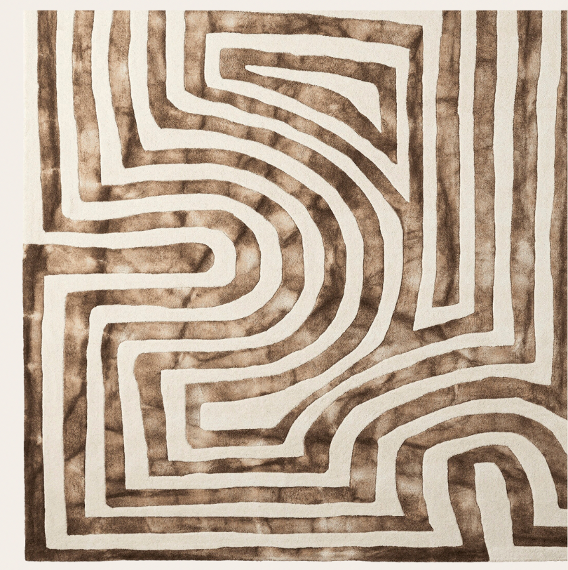 Dip Dye Labyrinth Rug Beige