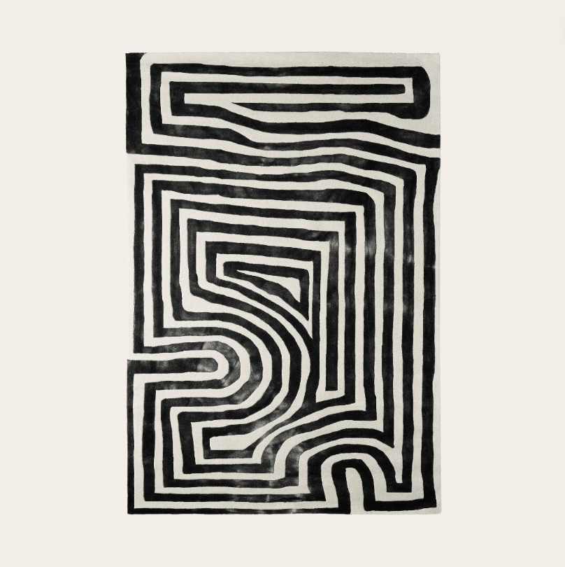 Dip Dye Labyrinth Rug Charcoal