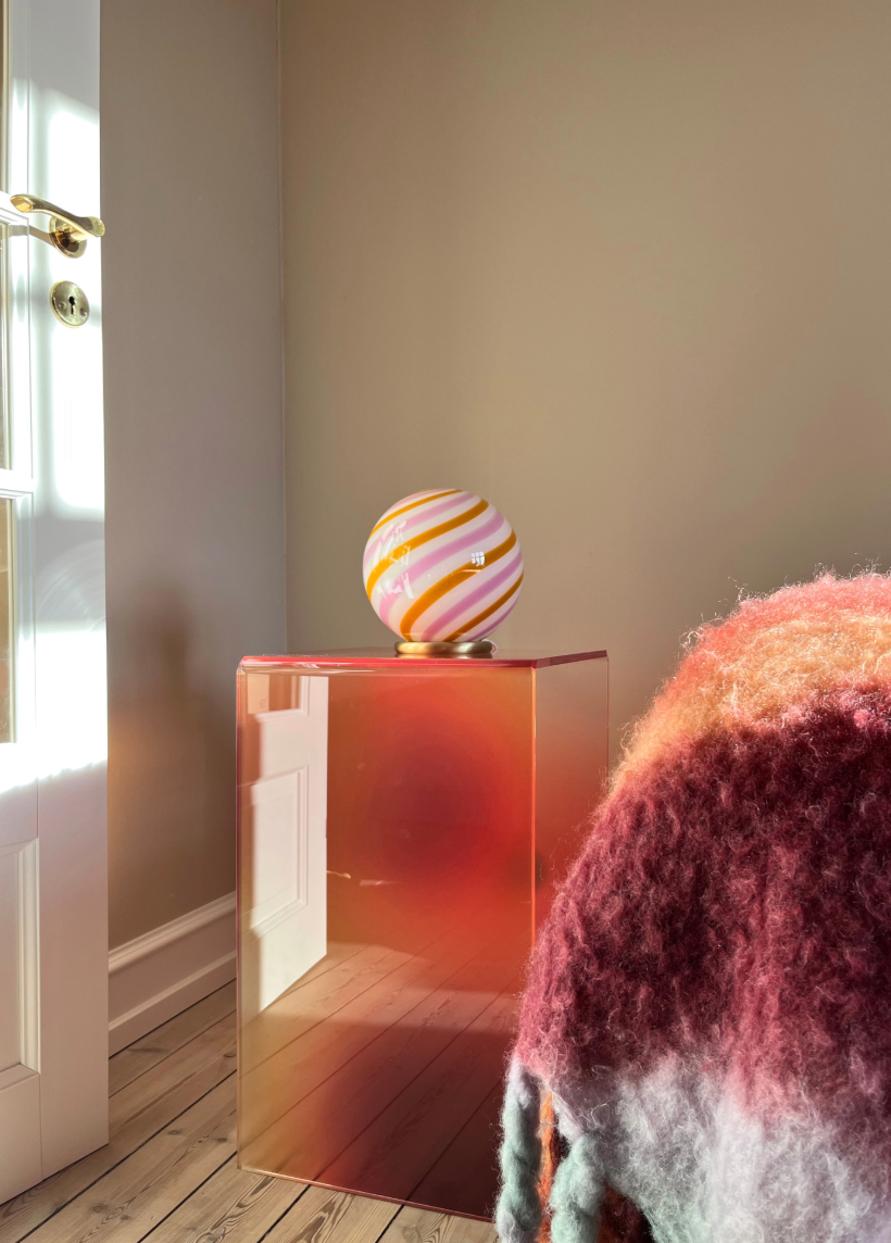 Murano Candy Tablelamp -  Yellow/Soft Pink Swirl