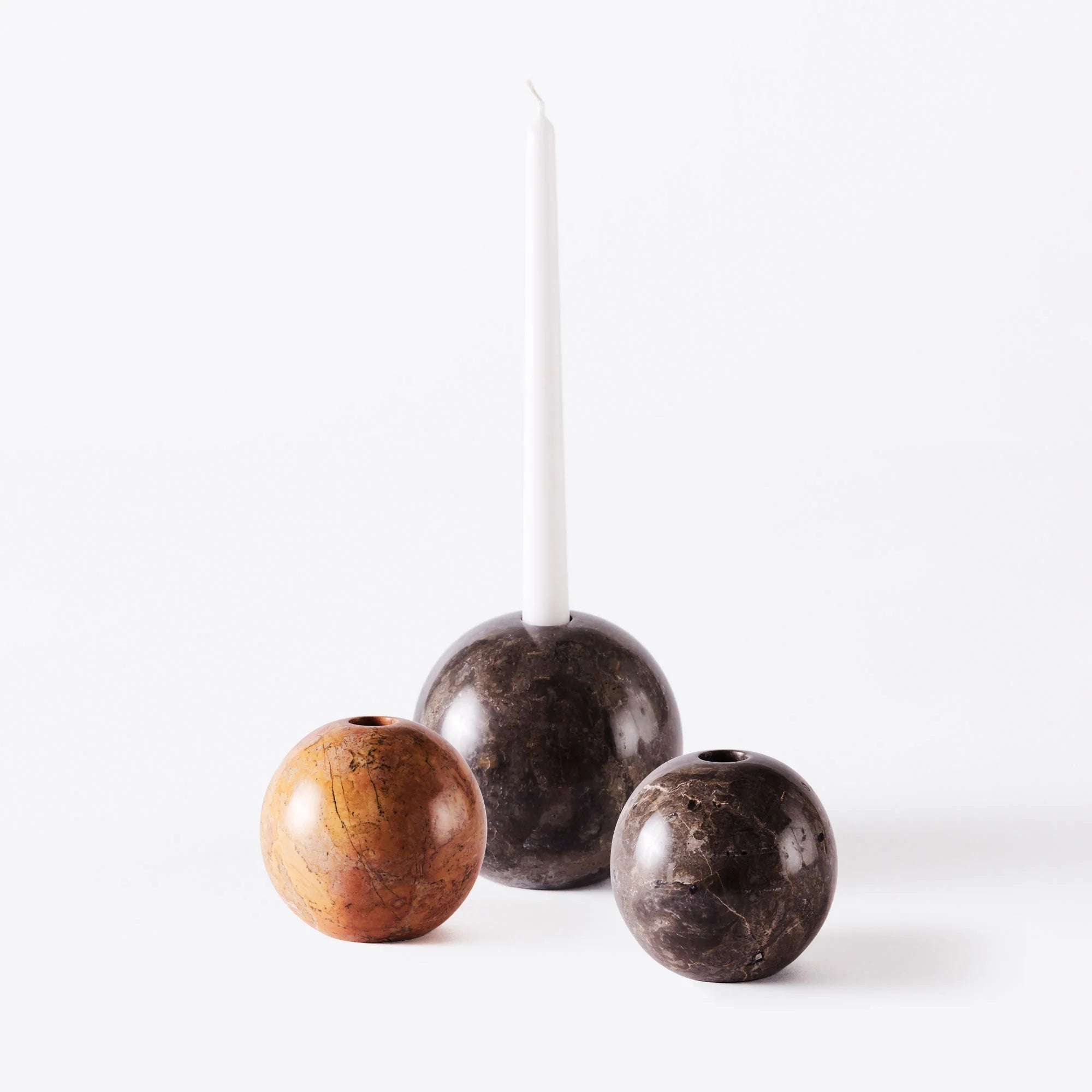 Sphere Marble Candle holders - Set of 3