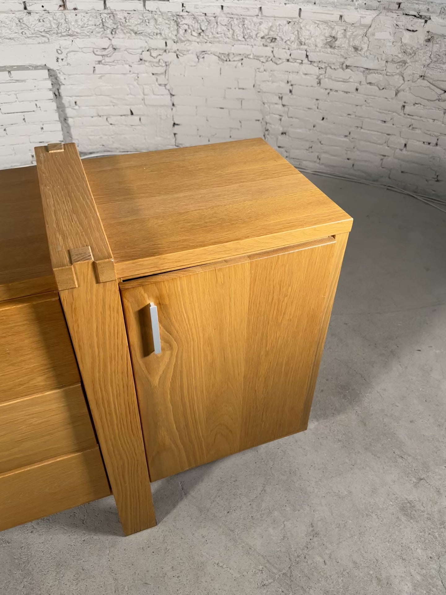 Load video: French Brutalist Oak Cabinet