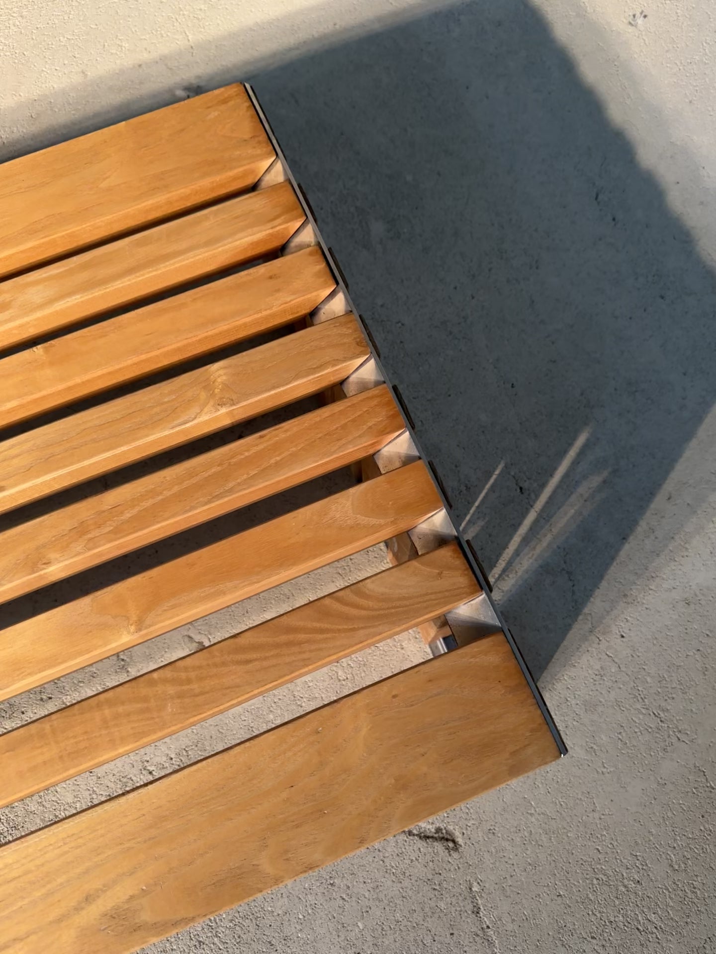 Load video: Mid-Century Modern Slat Bench by Walter Antonis for Spectrum, 1970s
