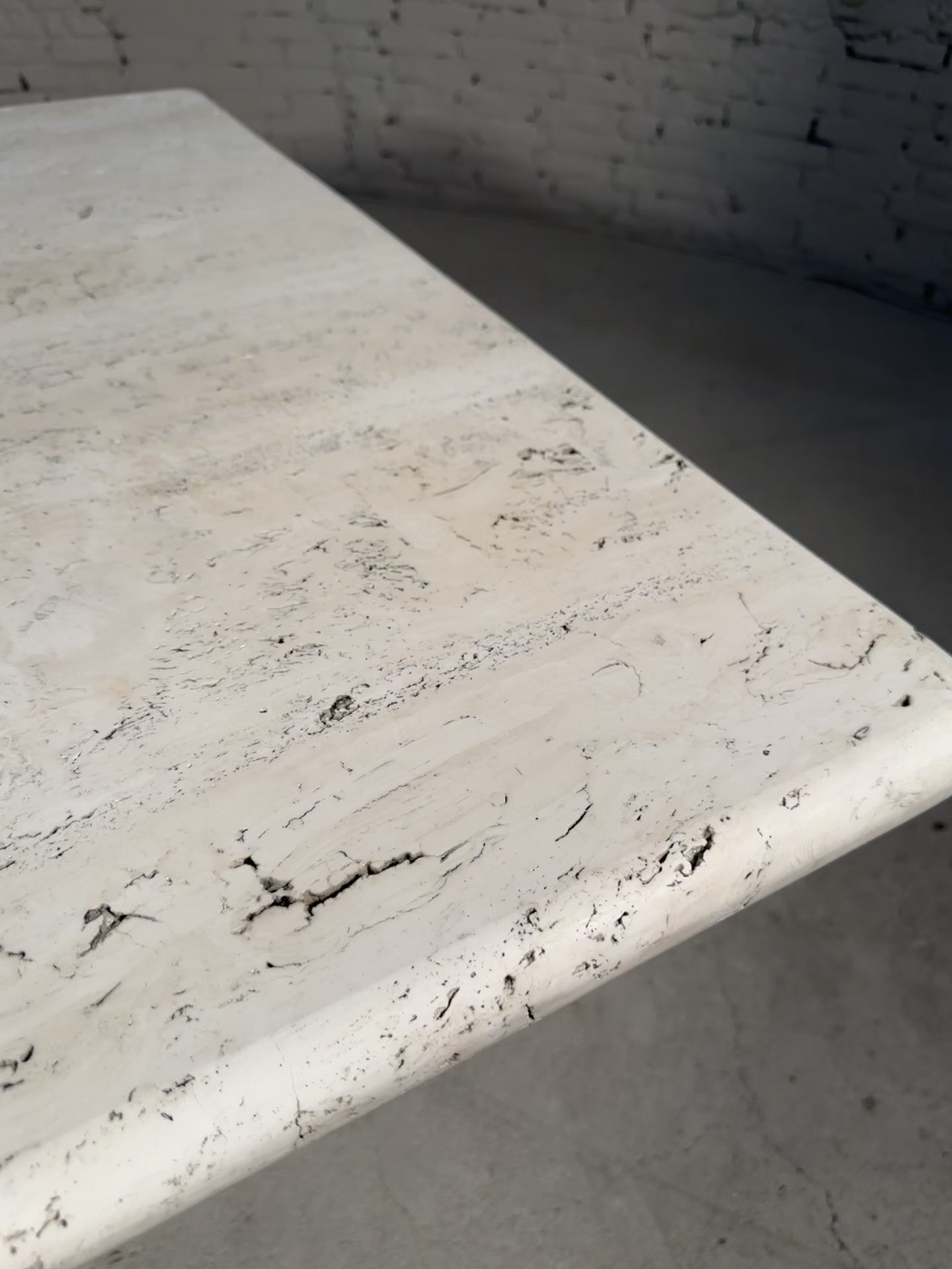 Load video: Architectural Travertine Dining Table