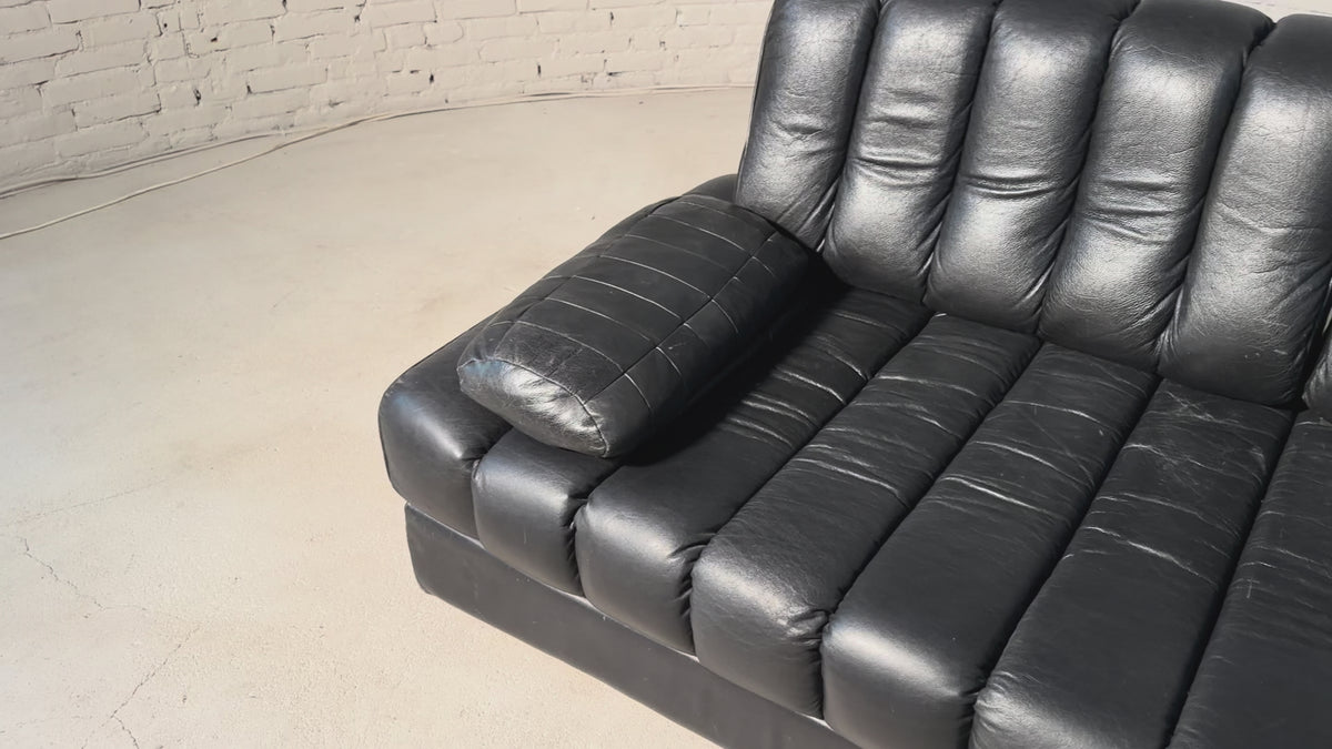 Load video: De Sede Leather Sofa Bed