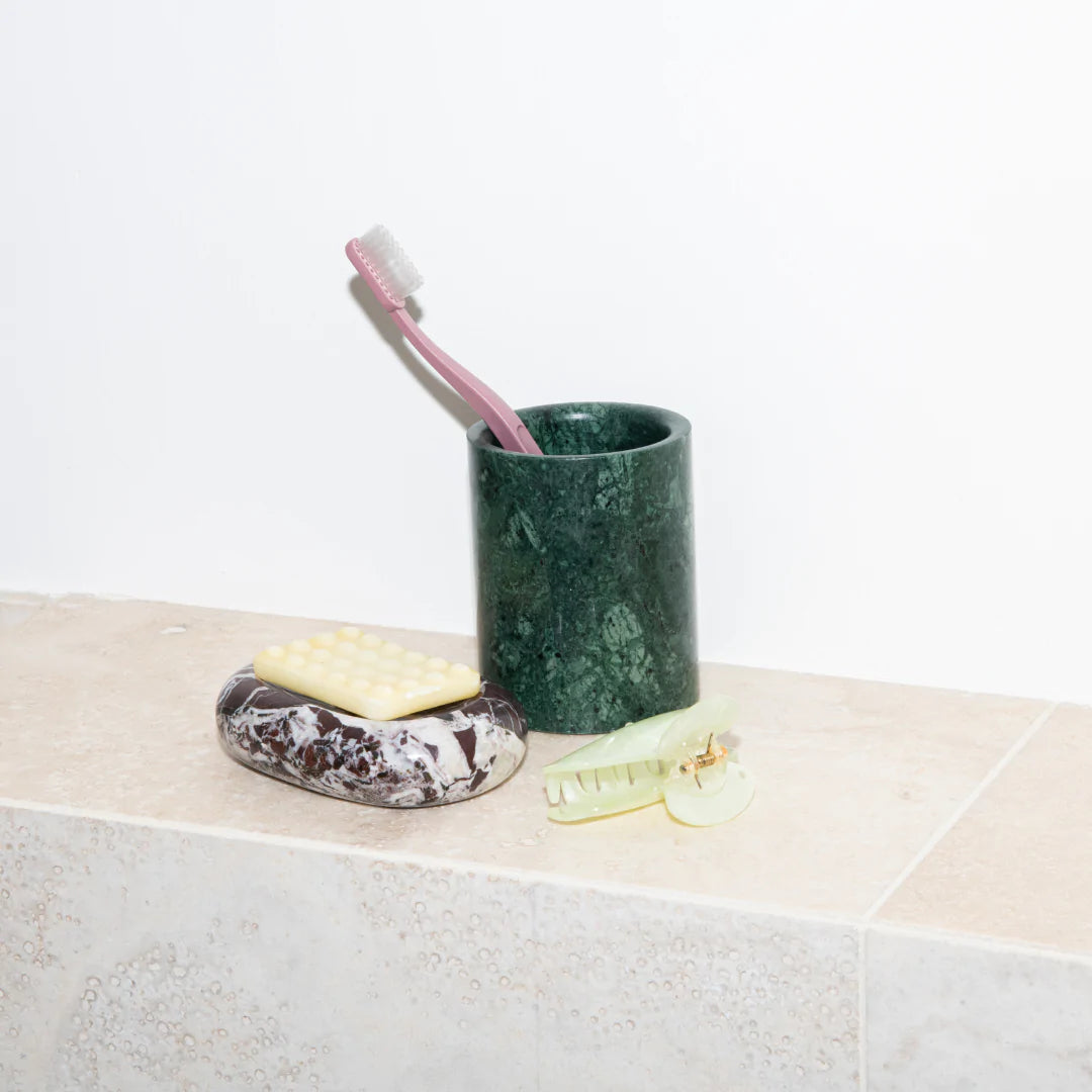 Green Marble Toothbrush Holder