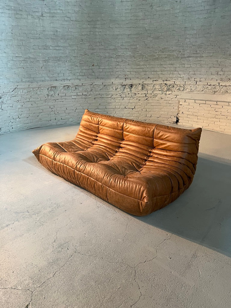 Togo 3-seater by Michel Ducaroy for Ligne Roset Cognac