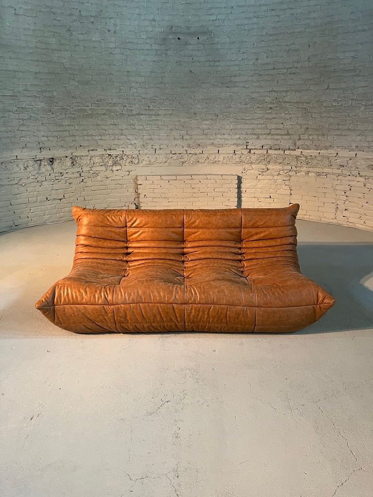 Togo 3-seater by Michel Ducaroy for Ligne Roset Cognac