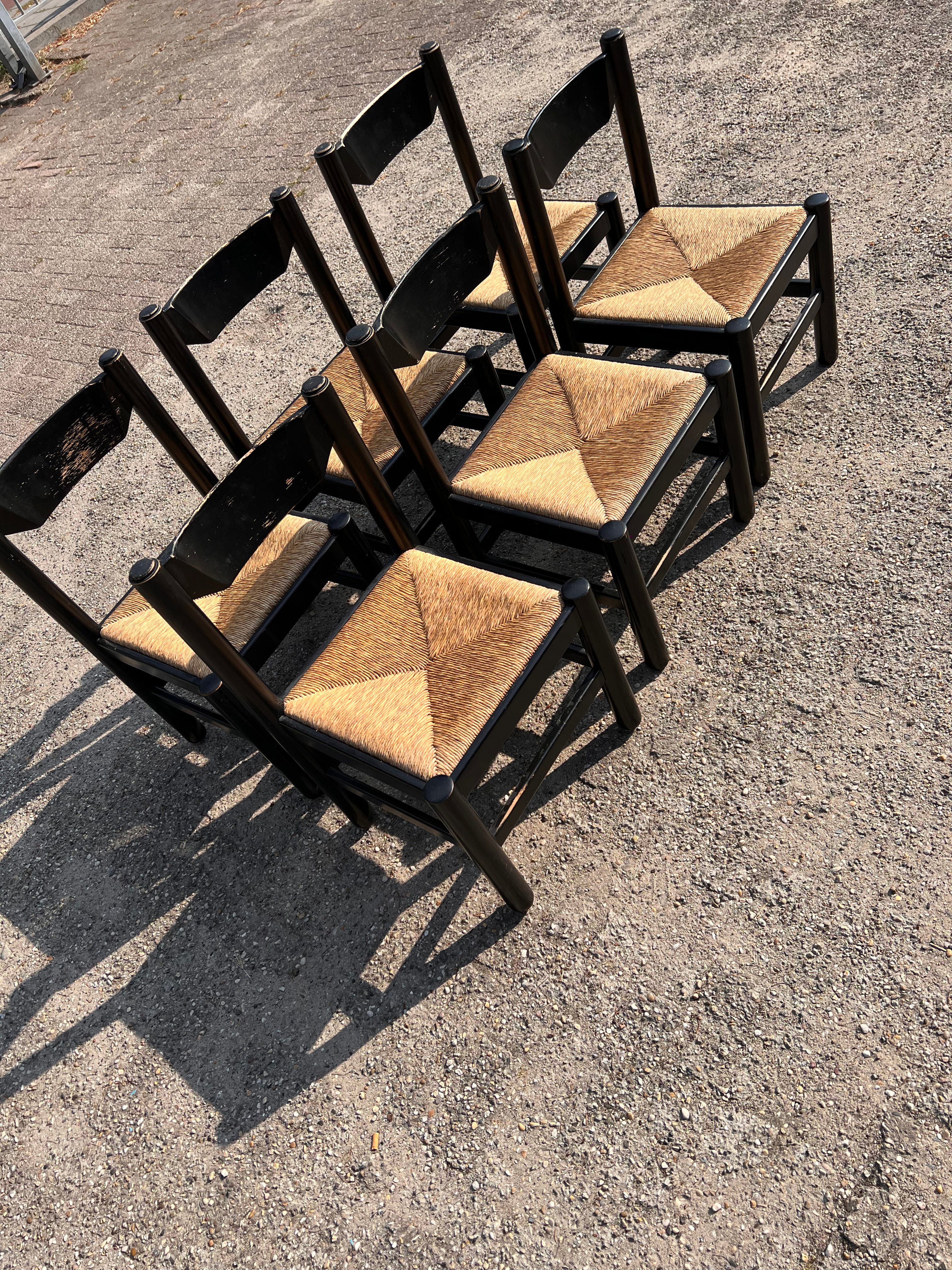 Vico Magistretti Rush Chairs set of 6