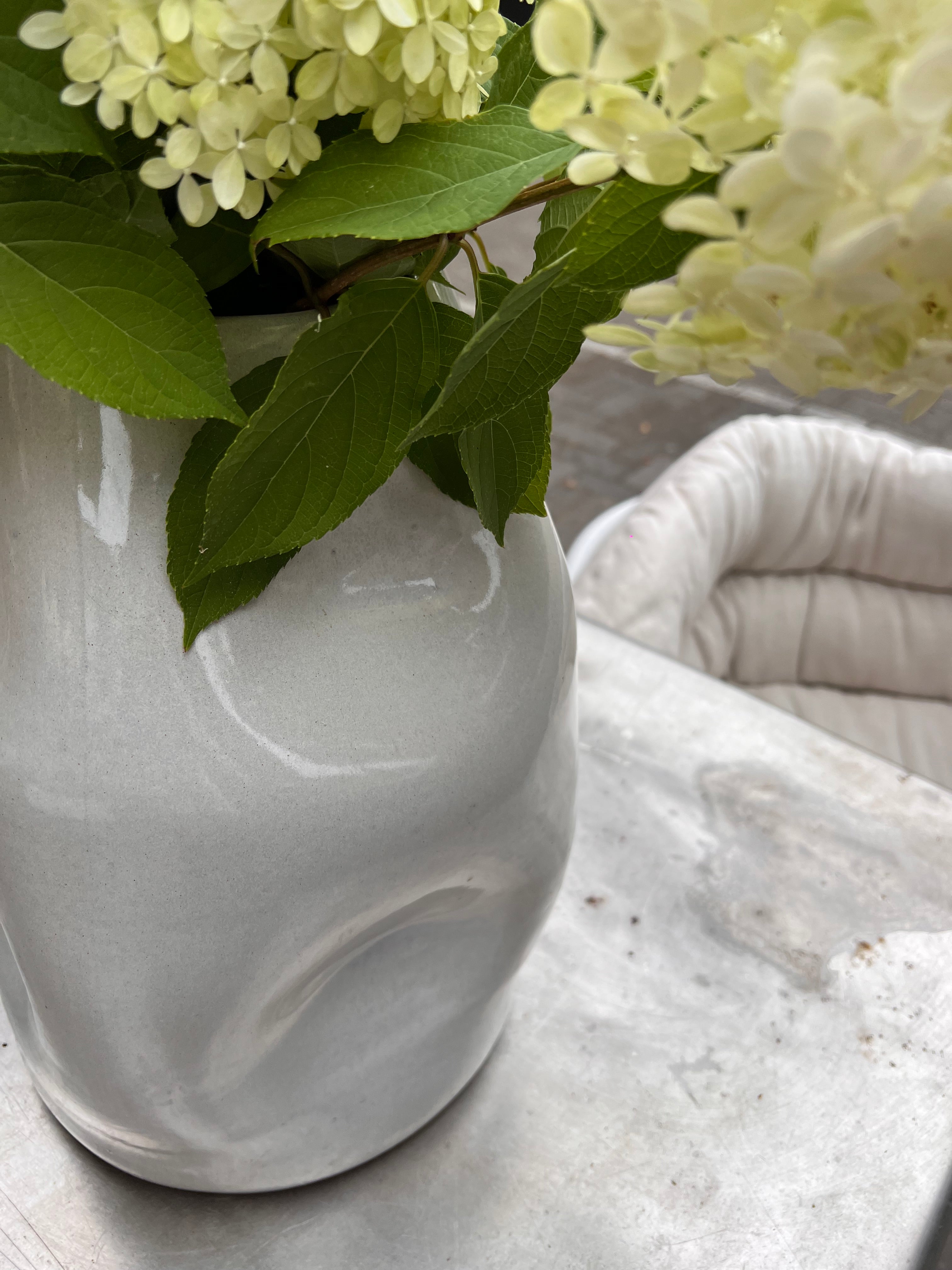 Ceramic Bulb Vase White/Grey