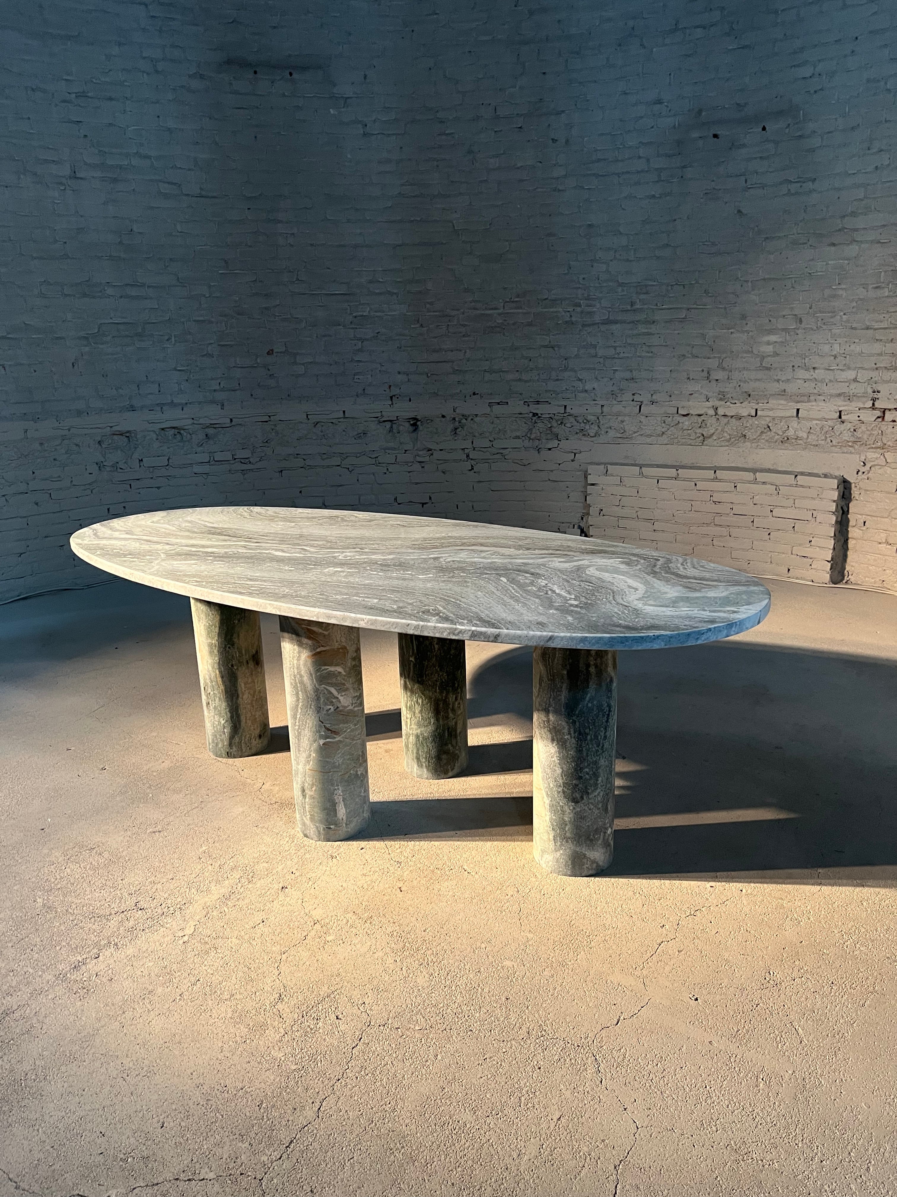 Oval marble pillar table